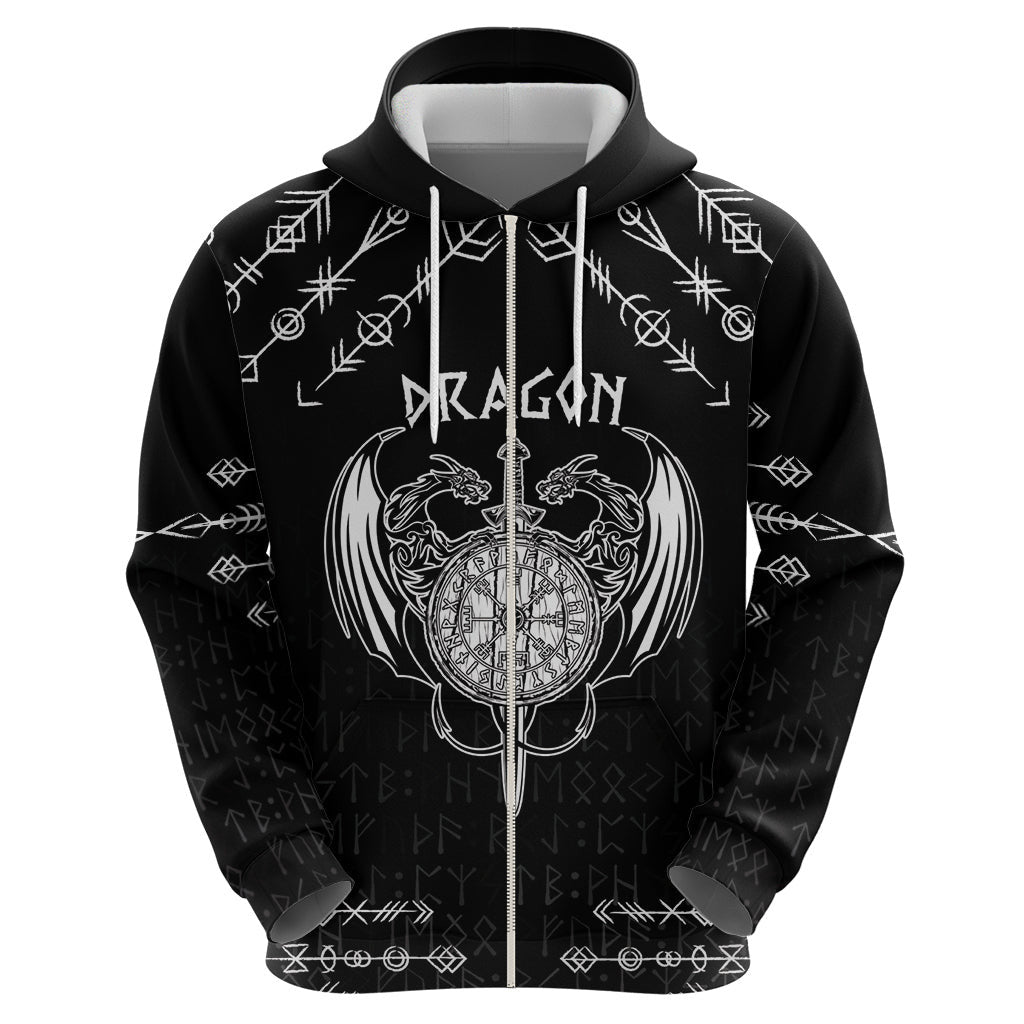 (Custom) Viking Dragon with Sword Black Scandinavian Tattoo Viking Hoodie