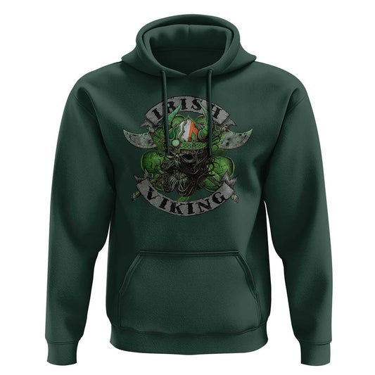 Funny Irish Vintage Shamrock Celtic Viking Skull Viking Hoodie Cotton