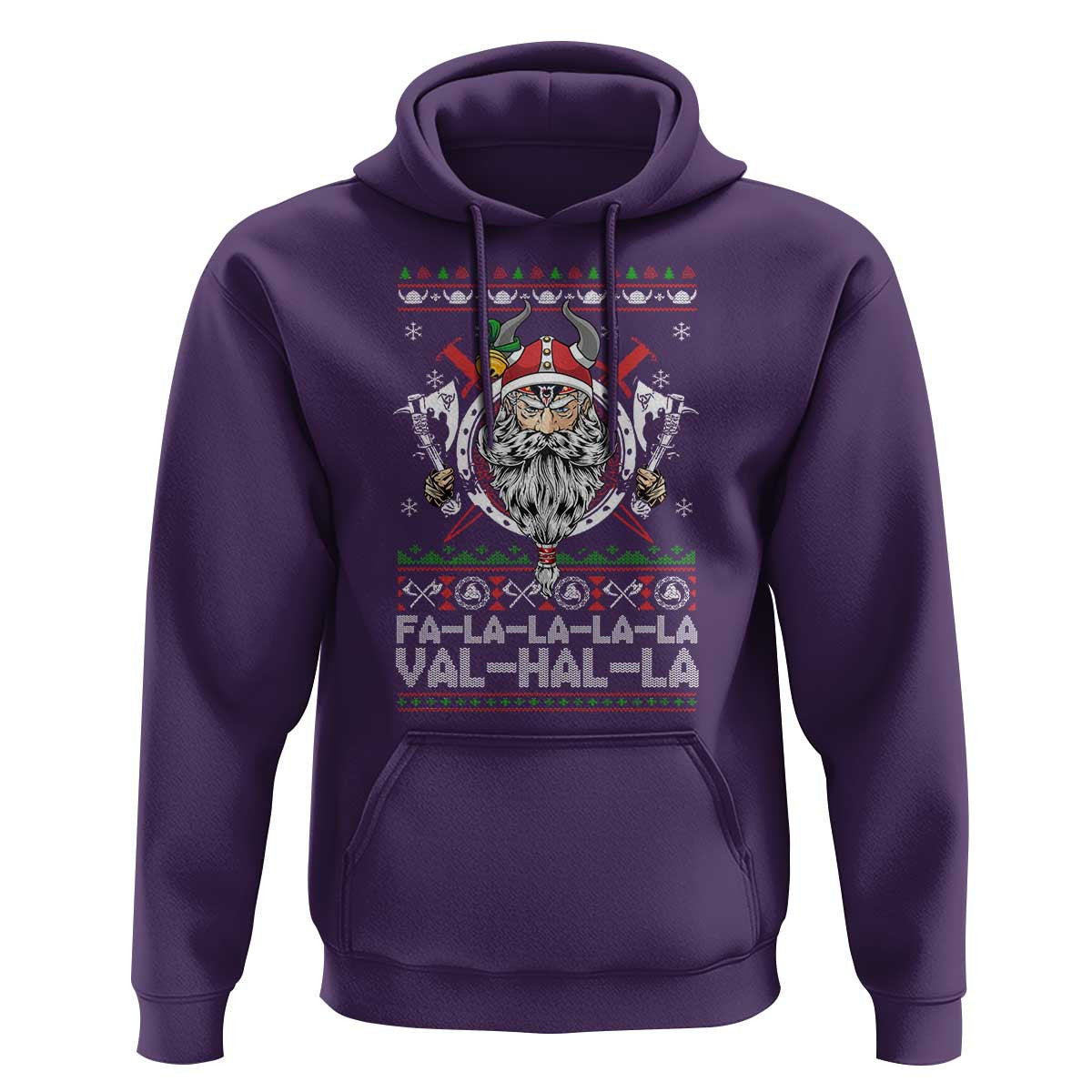 Christmas Fa La La La La Val Hal La Santa Viking Warriors Viking Hoodie Cotton