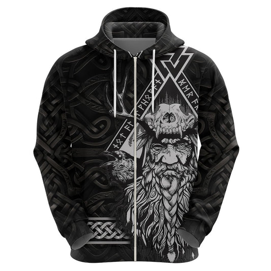Norse Enigma Odin's Vision White Viking Hoodie