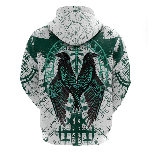 Winged Wisdom Of Hugin, Munin, and the Vegvisir Viking Hoodie