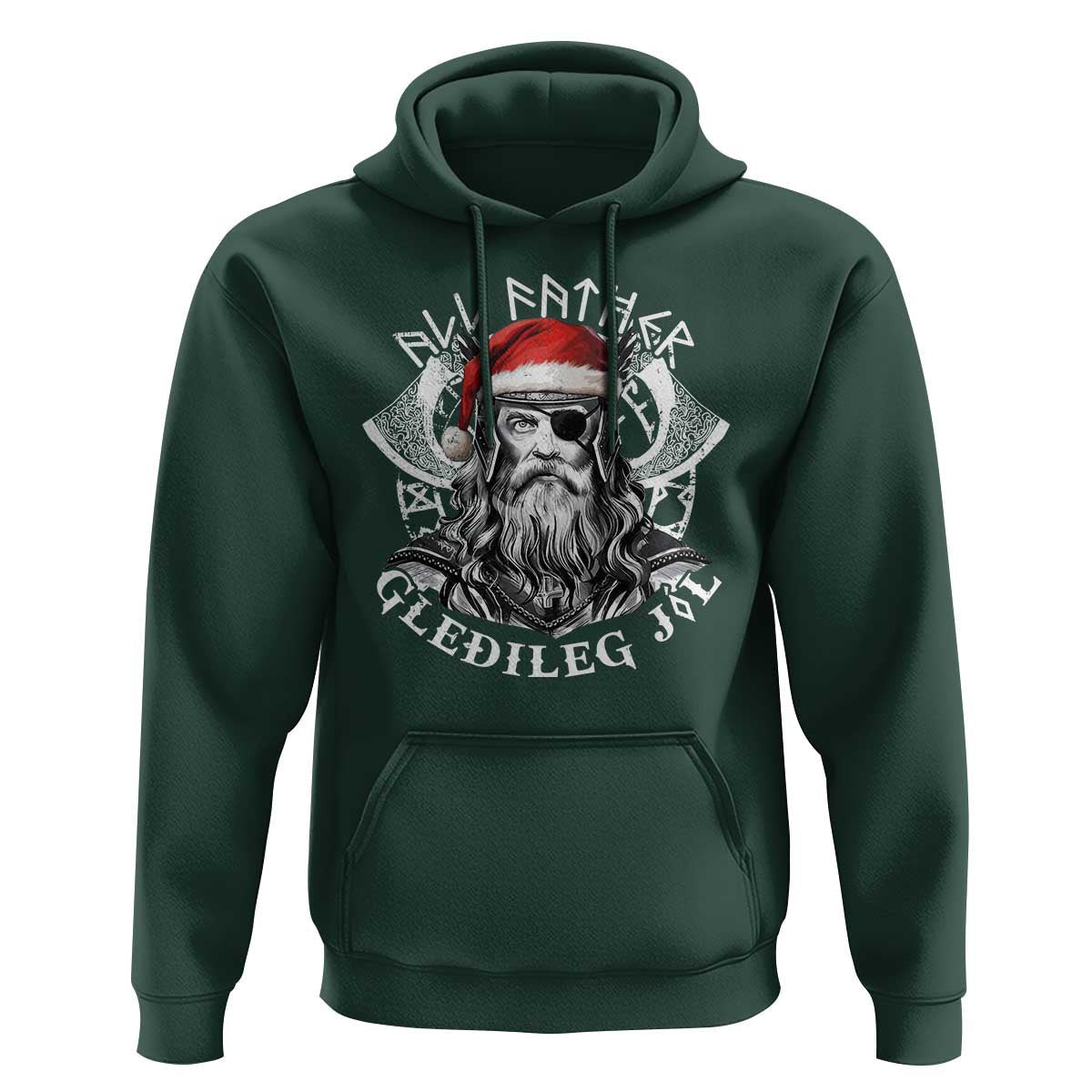 Christmas All Father Gledileg Jol Vintage Santa Odin Viking Hoodie Cotton