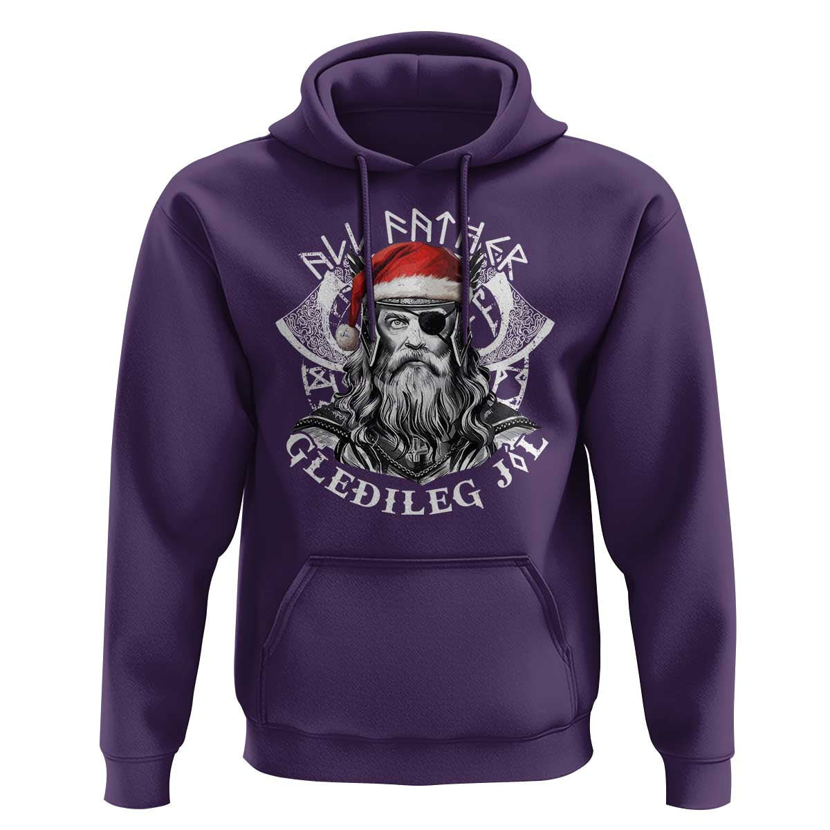 Christmas All Father Gledileg Jol Vintage Santa Odin Viking Hoodie Cotton