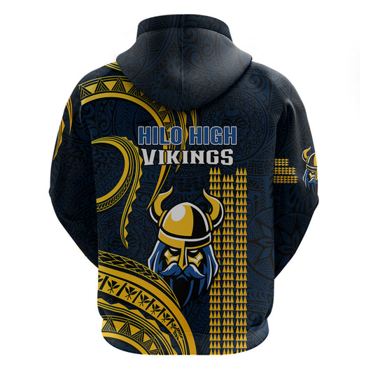 Hawaii Hilo High School Vikings Polynesian Kakau Pattern Viking Hoodie