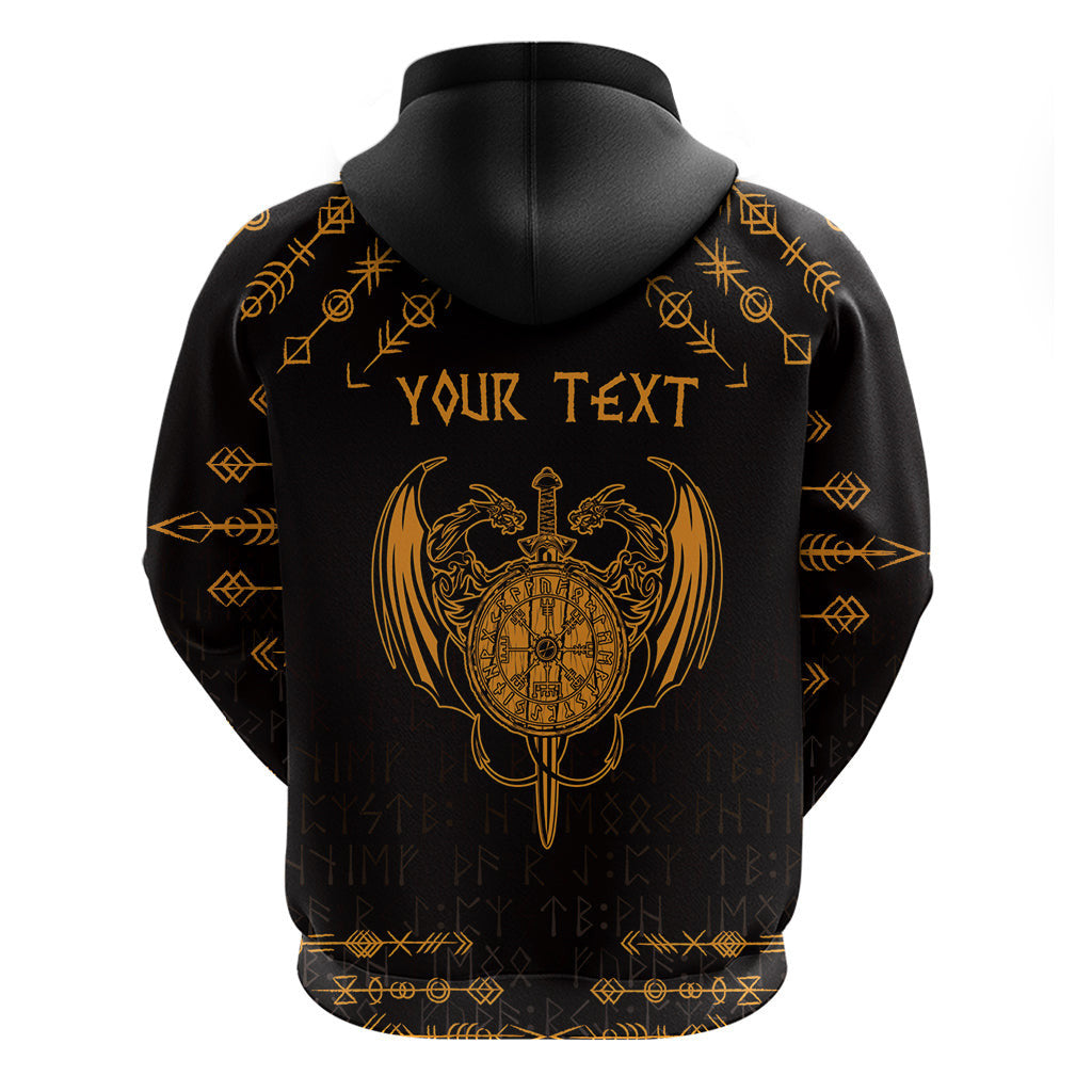 (Custom) Viking Dragon with Sword Gold Scandinavian Tattoo Viking Hoodie