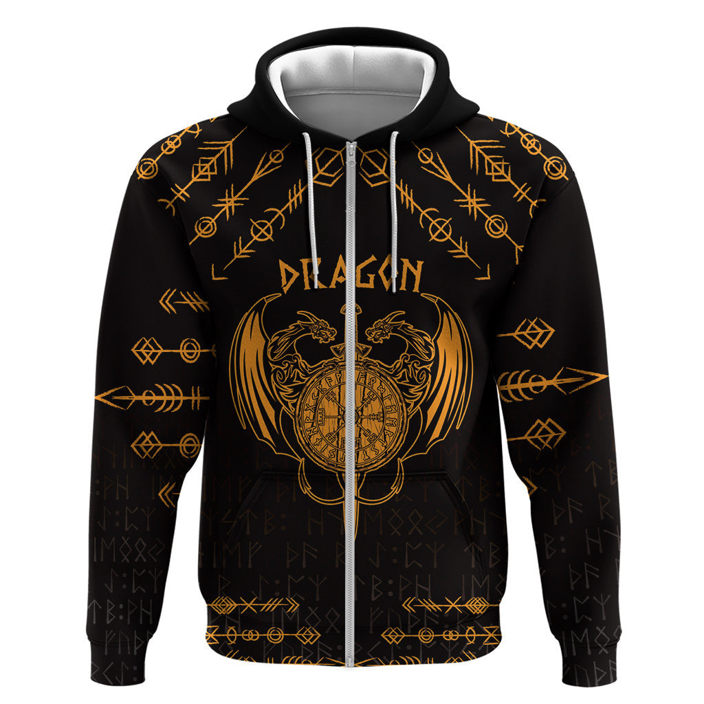 (Custom) Viking Dragon with Sword Gold Scandinavian Tattoo Viking Hoodie