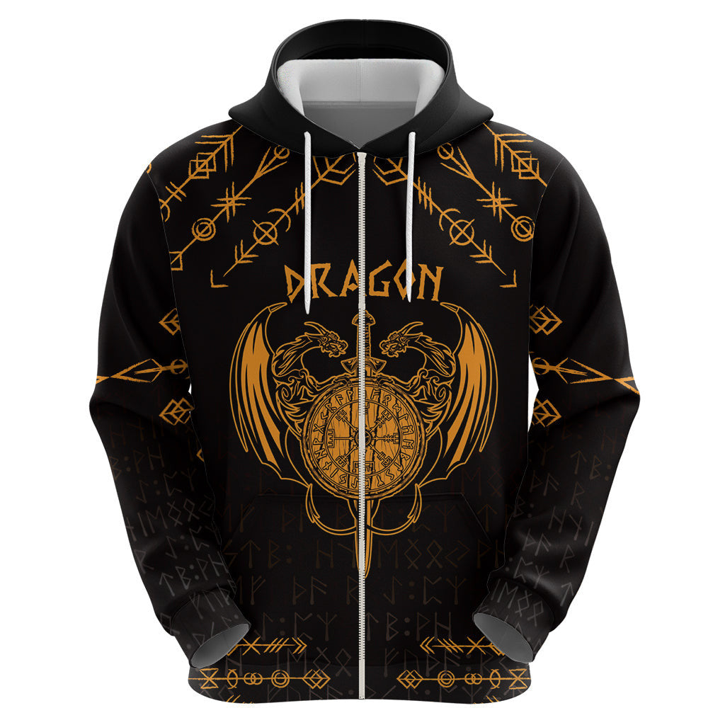 (Custom) Viking Dragon with Sword Gold Scandinavian Tattoo Viking Hoodie