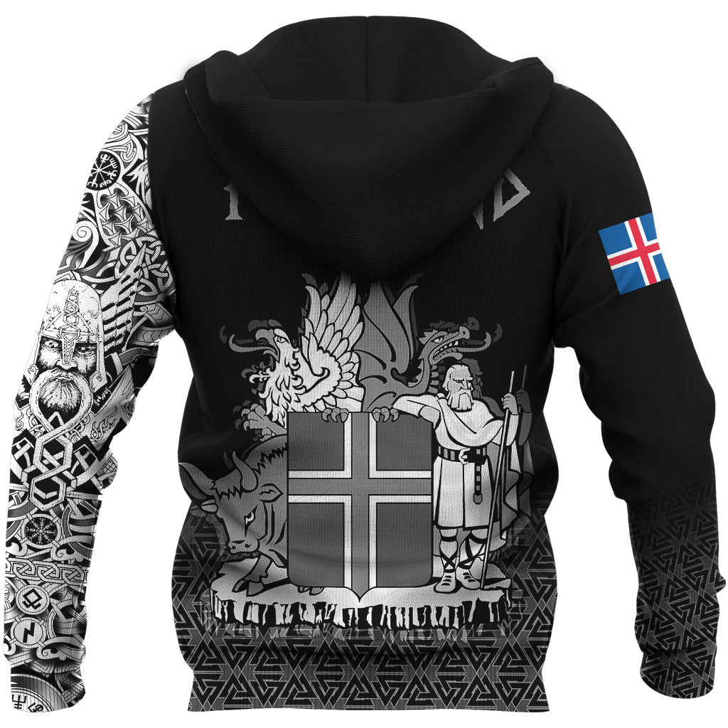 Viking Style Hoodie - Iceland Coat Of Arms A39 VKNGB