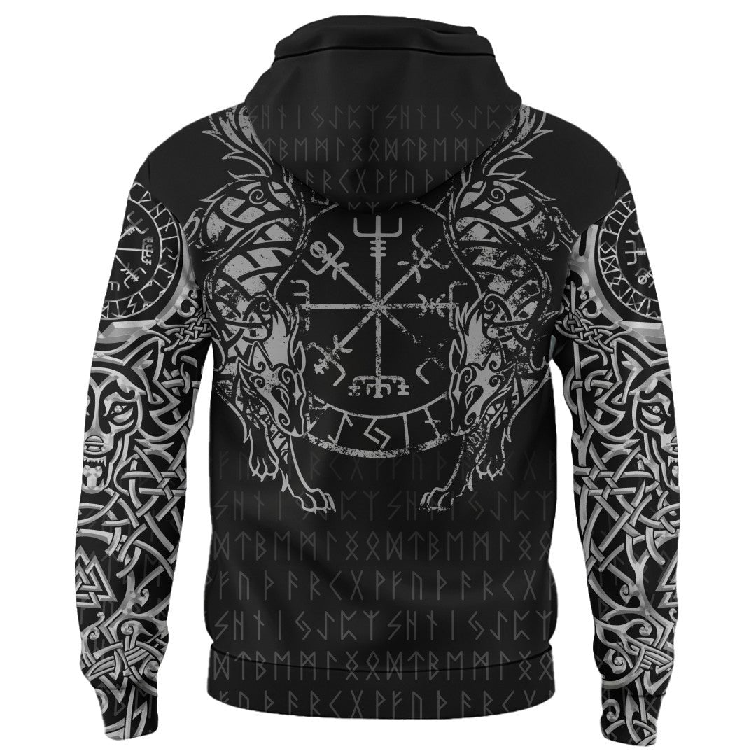 Viking Style Zip Hoodie - Viking Compass Vegvisir Tattoo New Hoodie A39 VKNGB