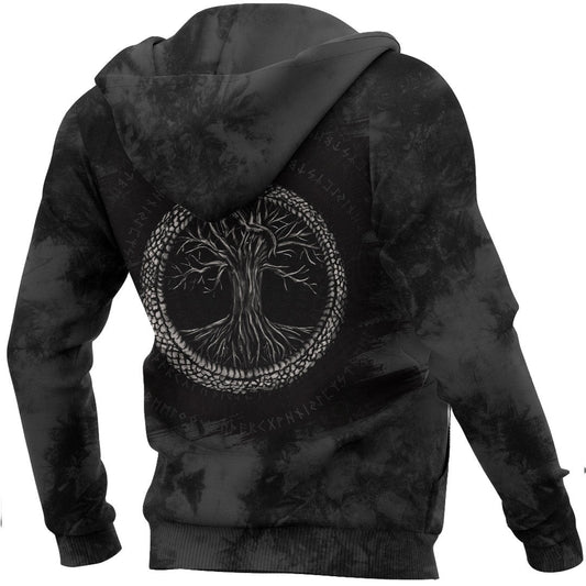 Viking Style Hoodie -Ouroboros with Tree of Life Hoodie A39 VKNGB