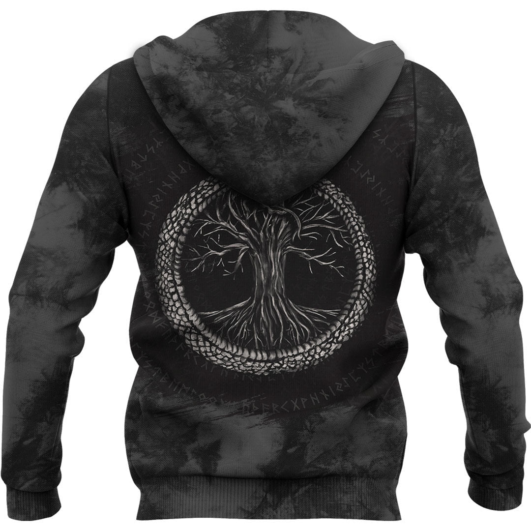 Viking Style Hoodie -Ouroboros with Tree of Life Hoodie A39 VKNGB