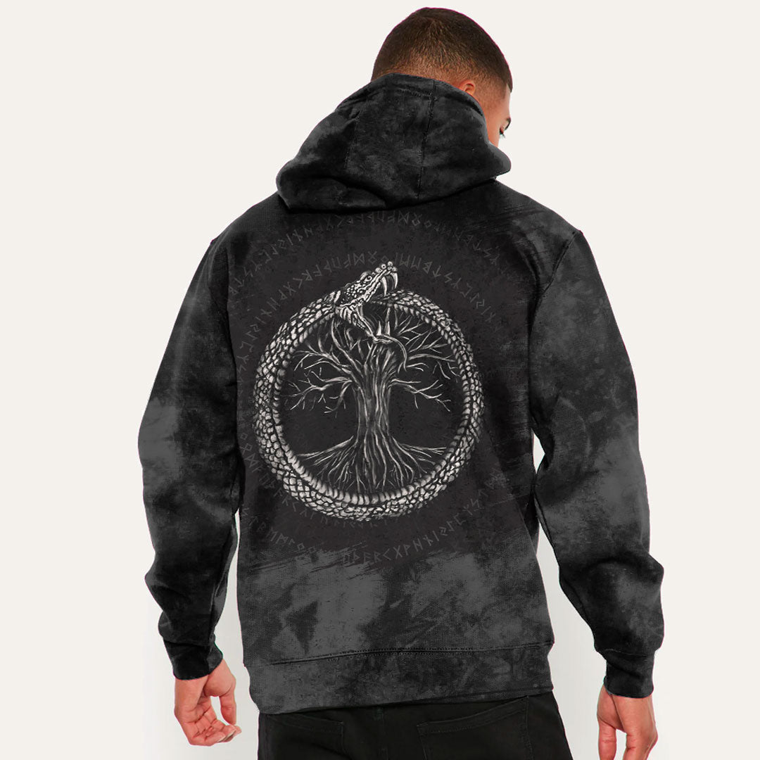 Viking Style Hoodie -Ouroboros with Tree of Life Hoodie A39 VKNGB