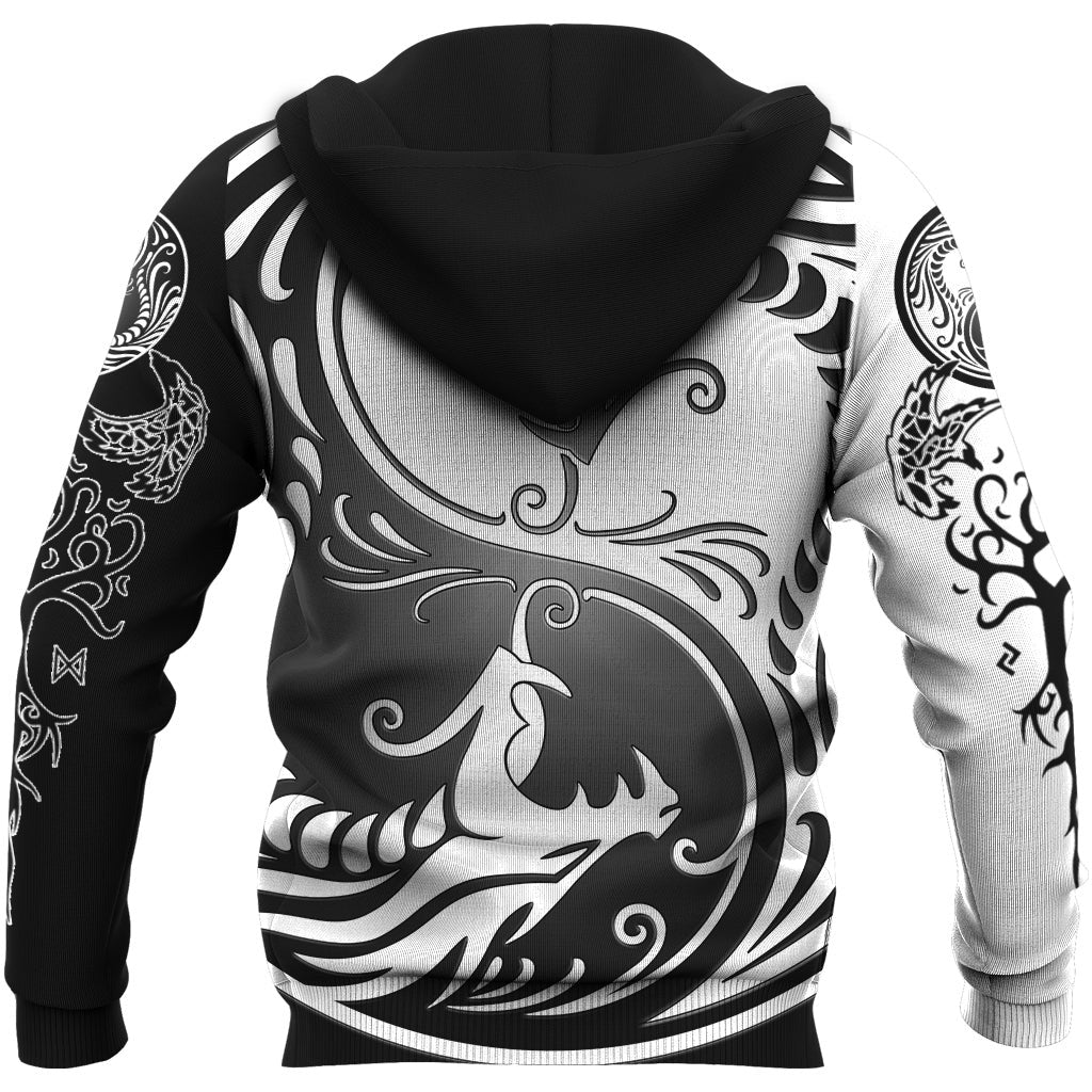 Viking Style Zip Hoodie - Ying Yang Dragon A39 VKNGB