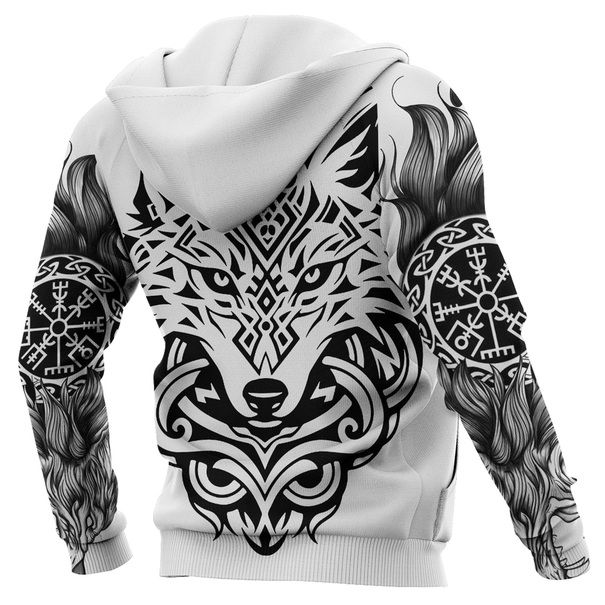 Viking Style Hoodie - Odin Vegvisir Tattoo Black Hoodie A39 VKNGB
