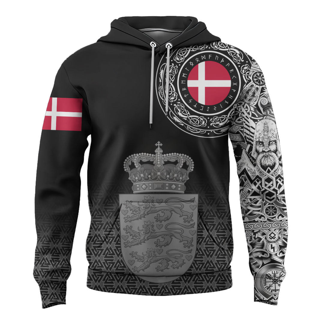 Viking Style Hoodie - Denmark Coat Of Arms A39 VKNGB