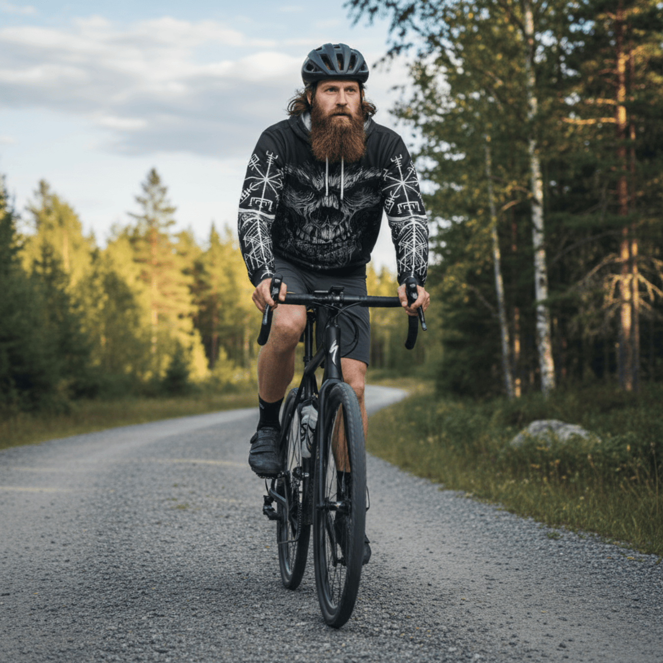 VikingStyle Clothing - Viking Skull and Vegvisir Hoodie A39 VKNGB