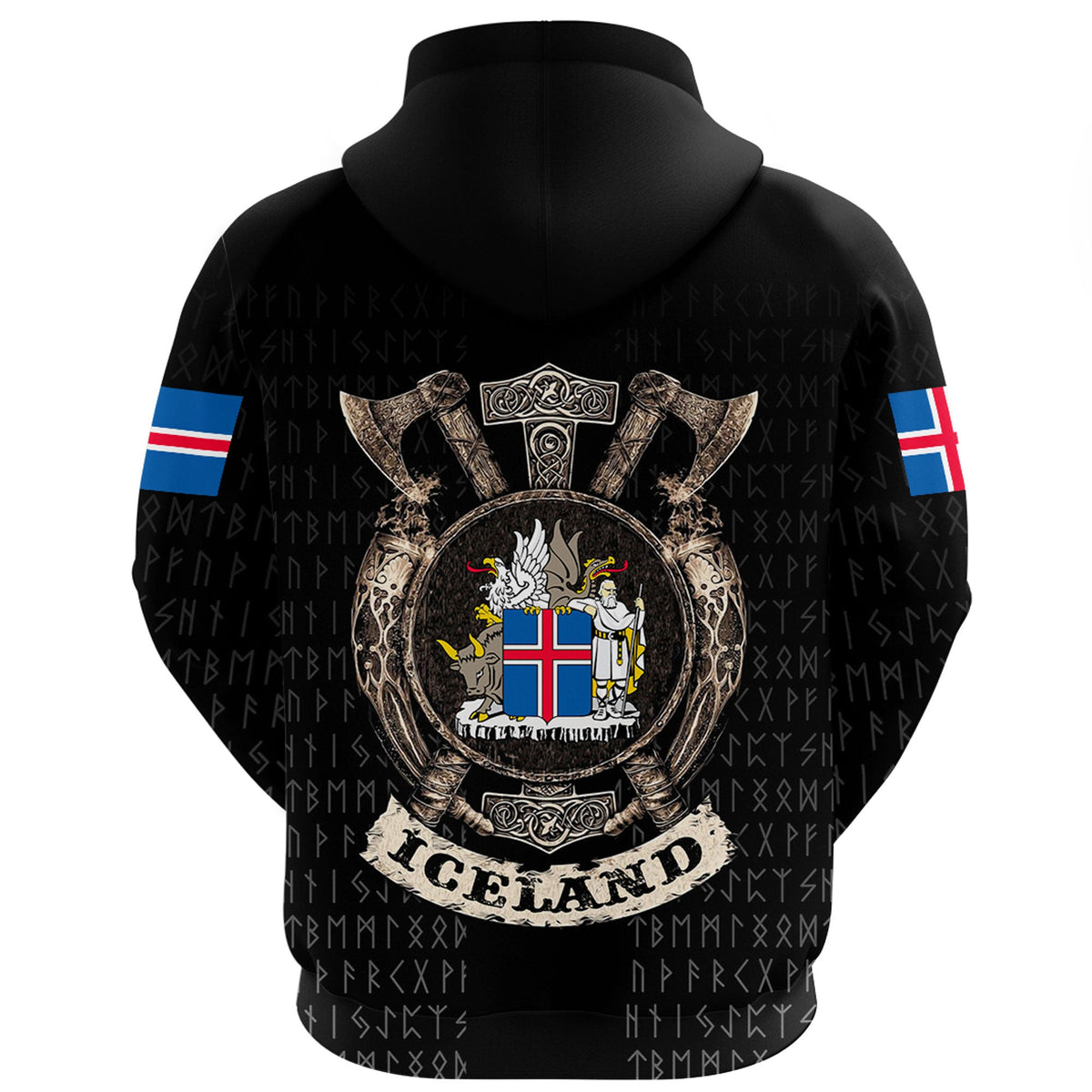 Viking Style Hoodie - Viking Iceland Shield Hoodie A39 VKNGB