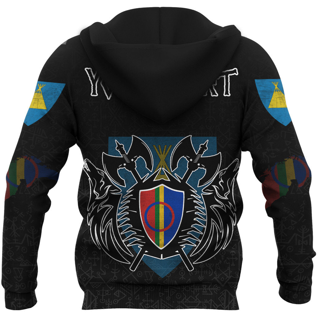 (Custom) Viking Style - Sami Flag and Map Hoodie style Viking Geri & Freki A39 VKNGB