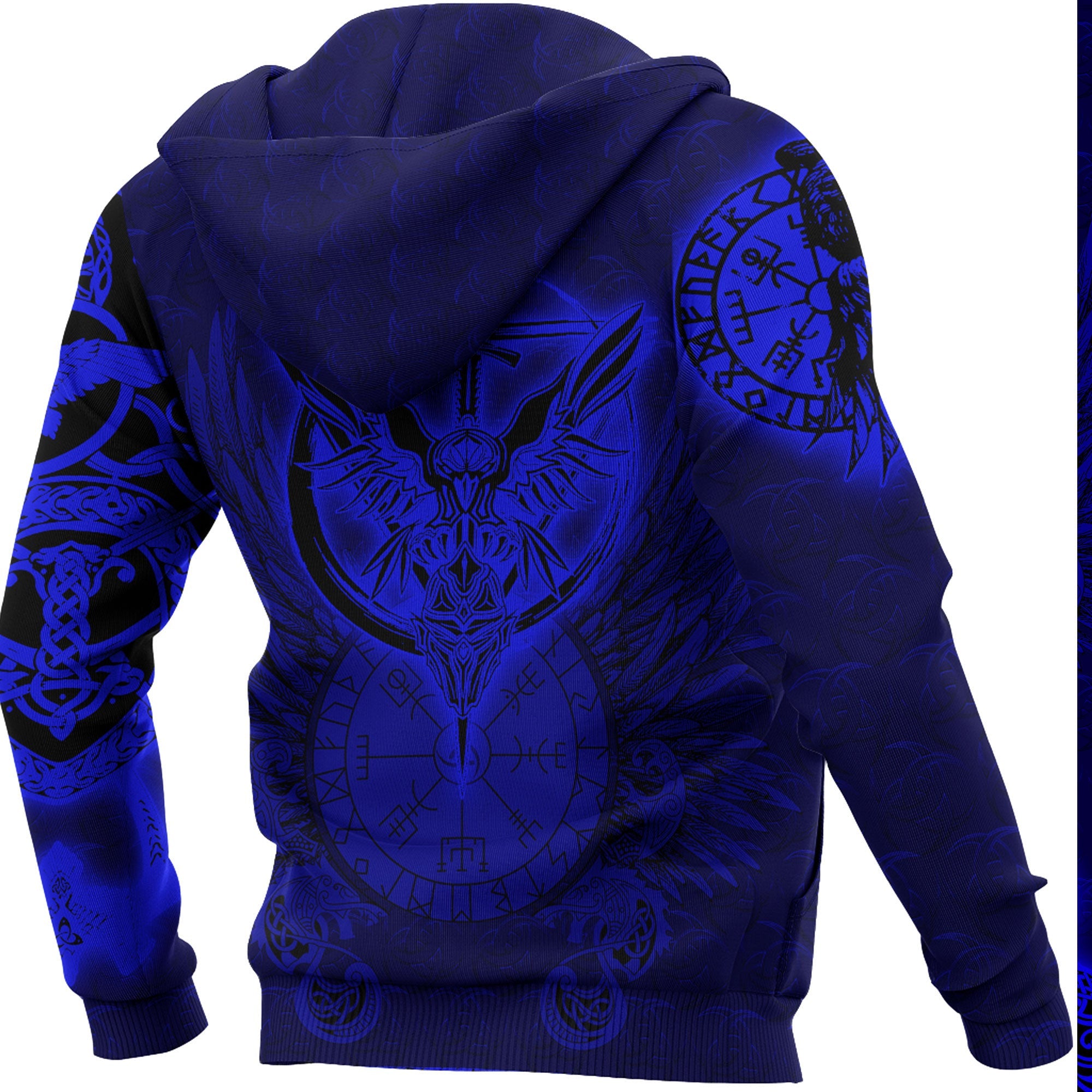 VikingStyle Clothing -Viking Raven Blue Zip Hoodie A39 VKNGB