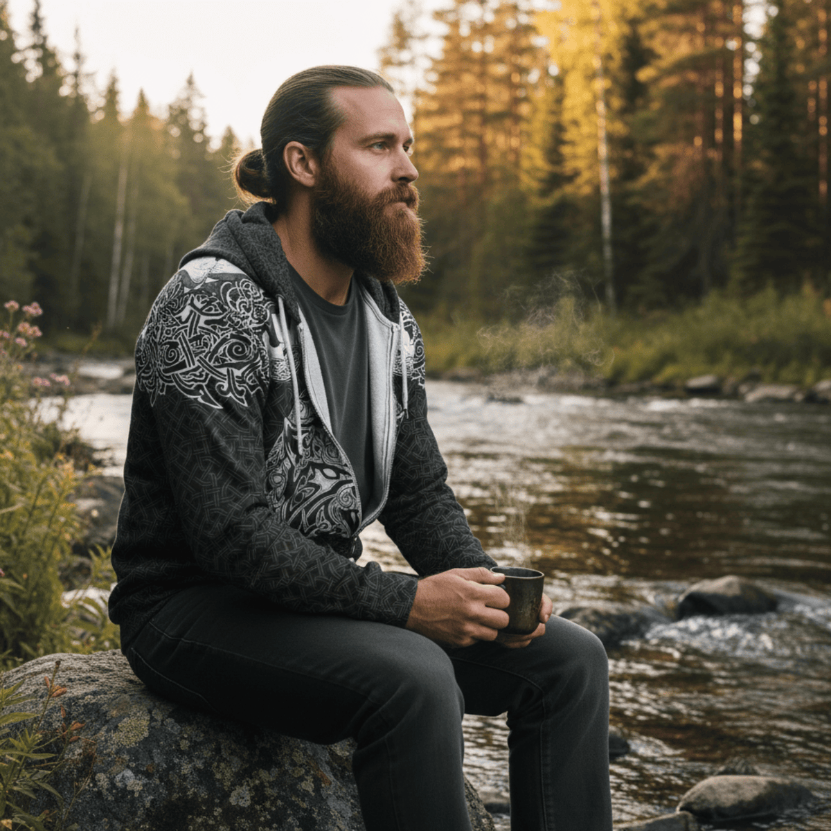 VikingStyle Clothing - Celtic Viking Wolf Hoodie A39 VKNGB