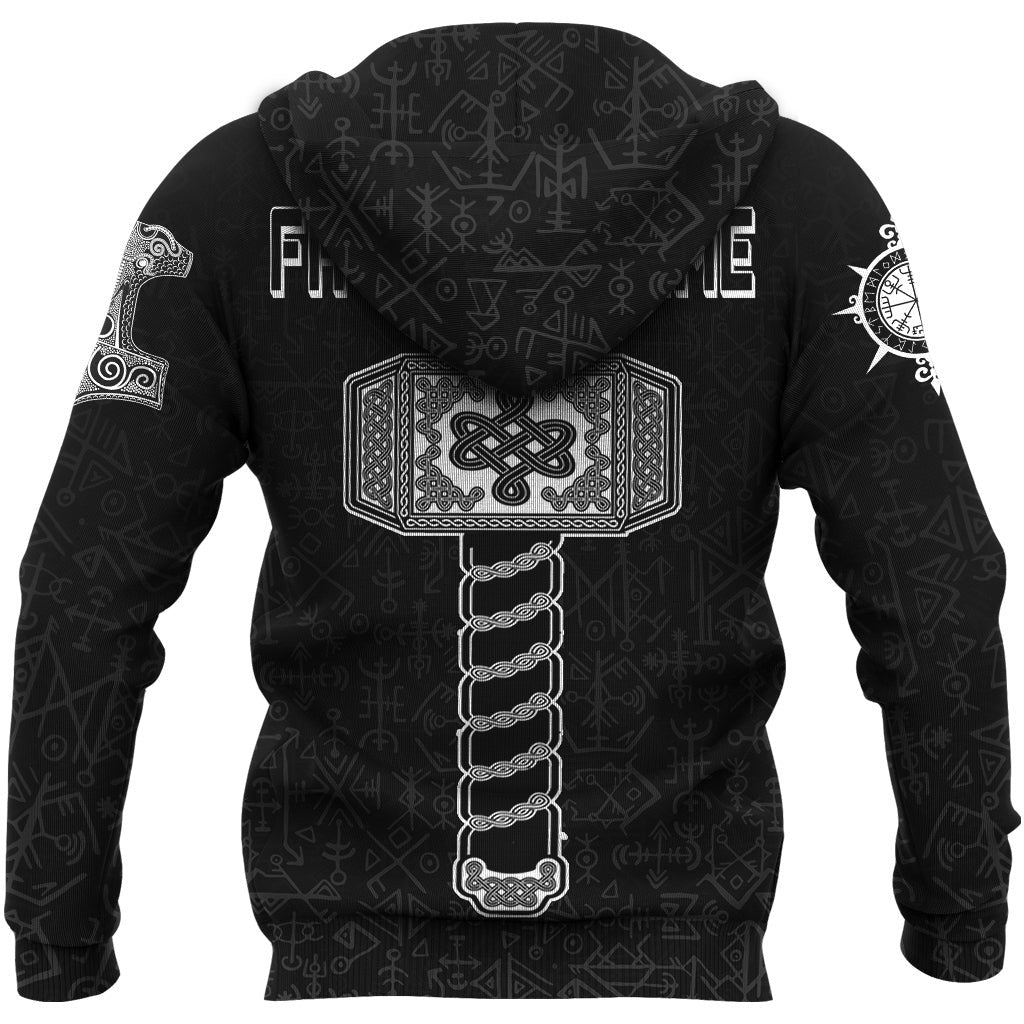 (Custom) Viking Style - Fathor with Mjolnir Hoodie A39 VKNGB