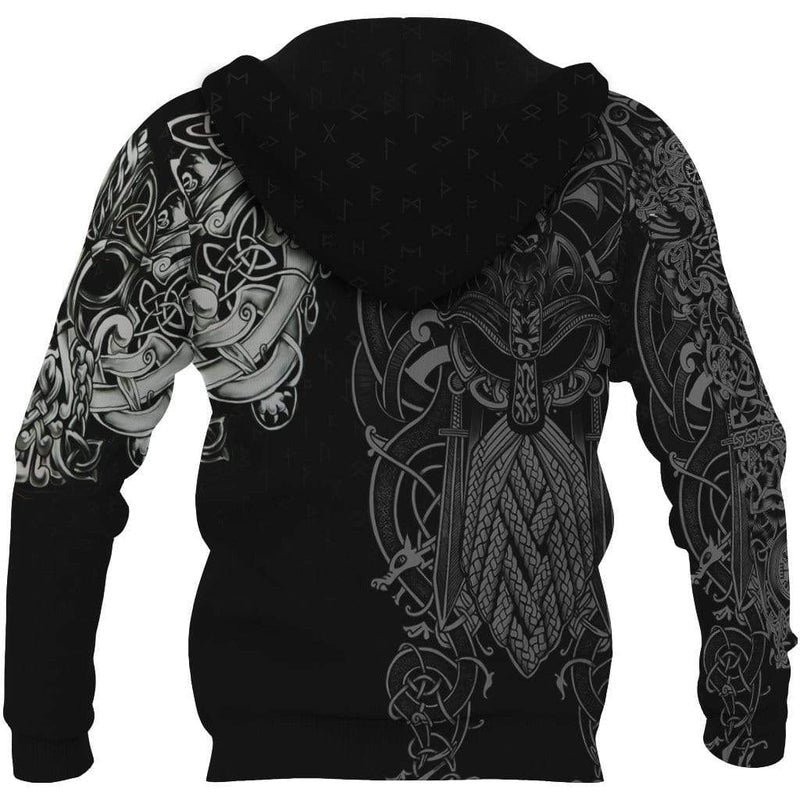 VikingStyle Clothing - Odin Fenrir Runes Hoodie A39 VKNGB