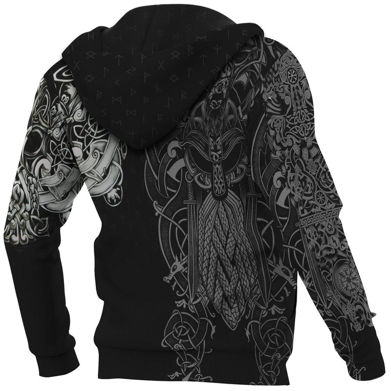 VikingStyle Clothing - Odin Fenrir Runes Hoodie A39 VKNGB