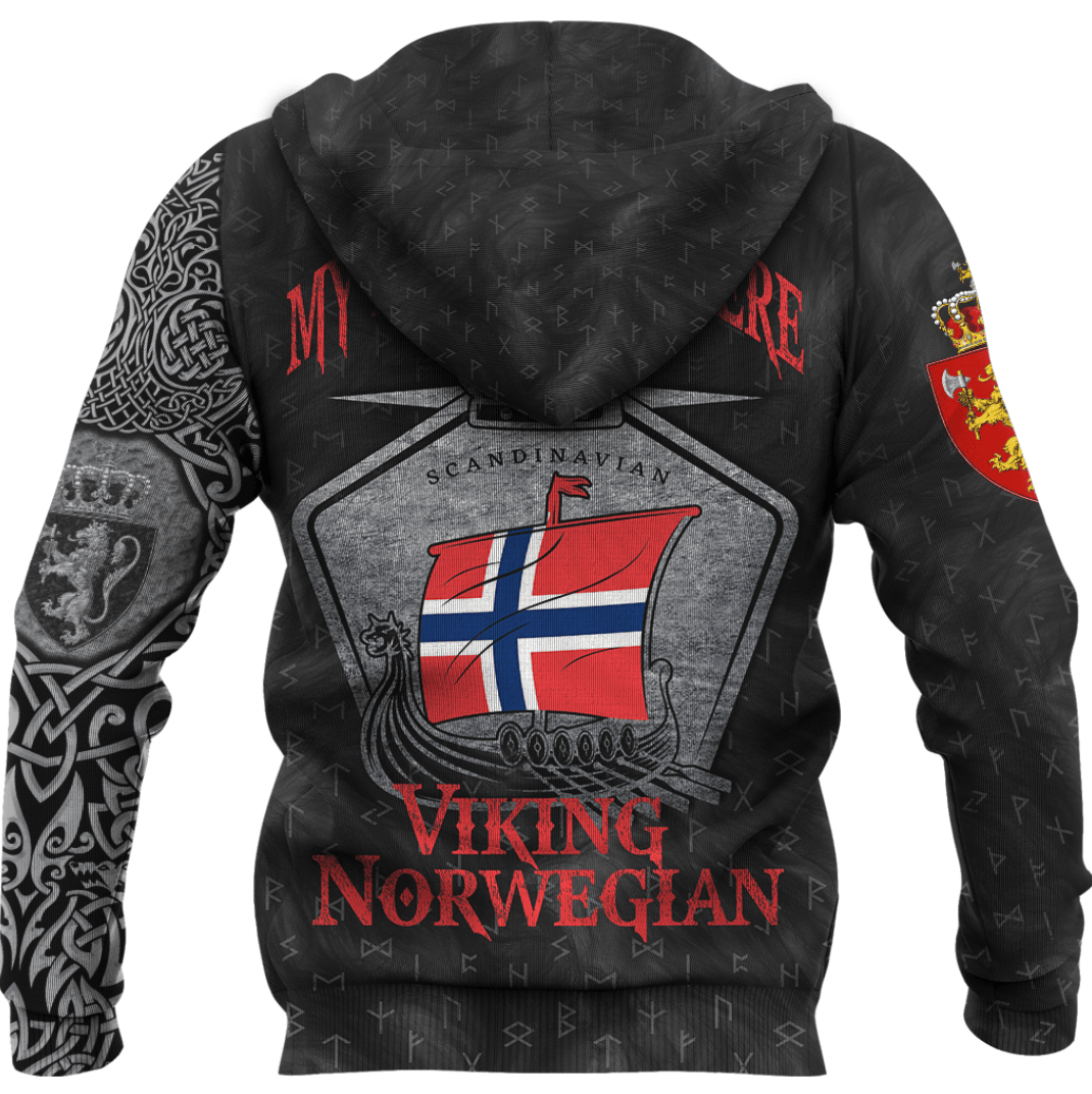 Viking Style Clothing - Viking Norway Drakkar Zip Hoodie A39 VKNGB