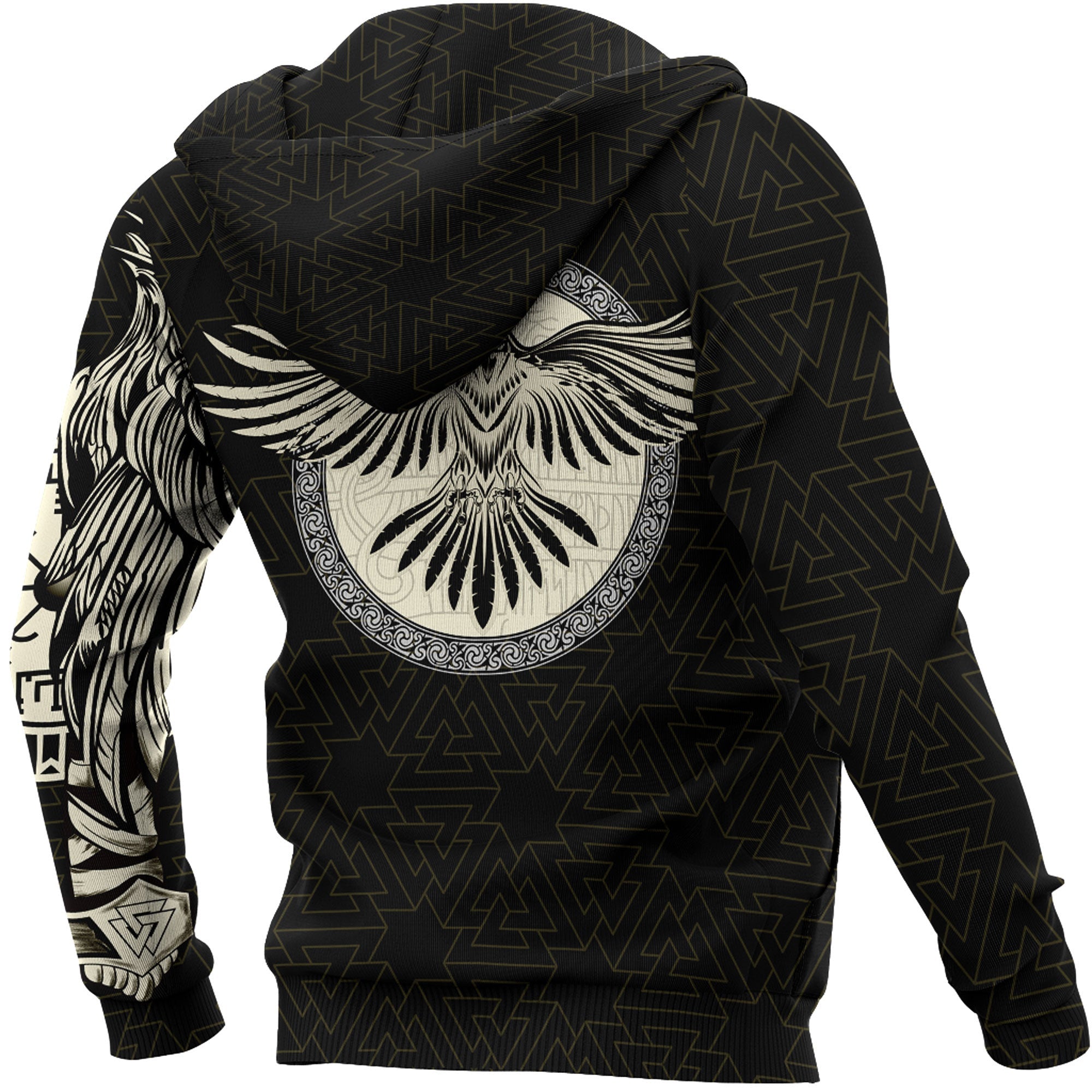 VikingStyle Clothing -Vikings Raven Zip Hoodie A39 VKNGB