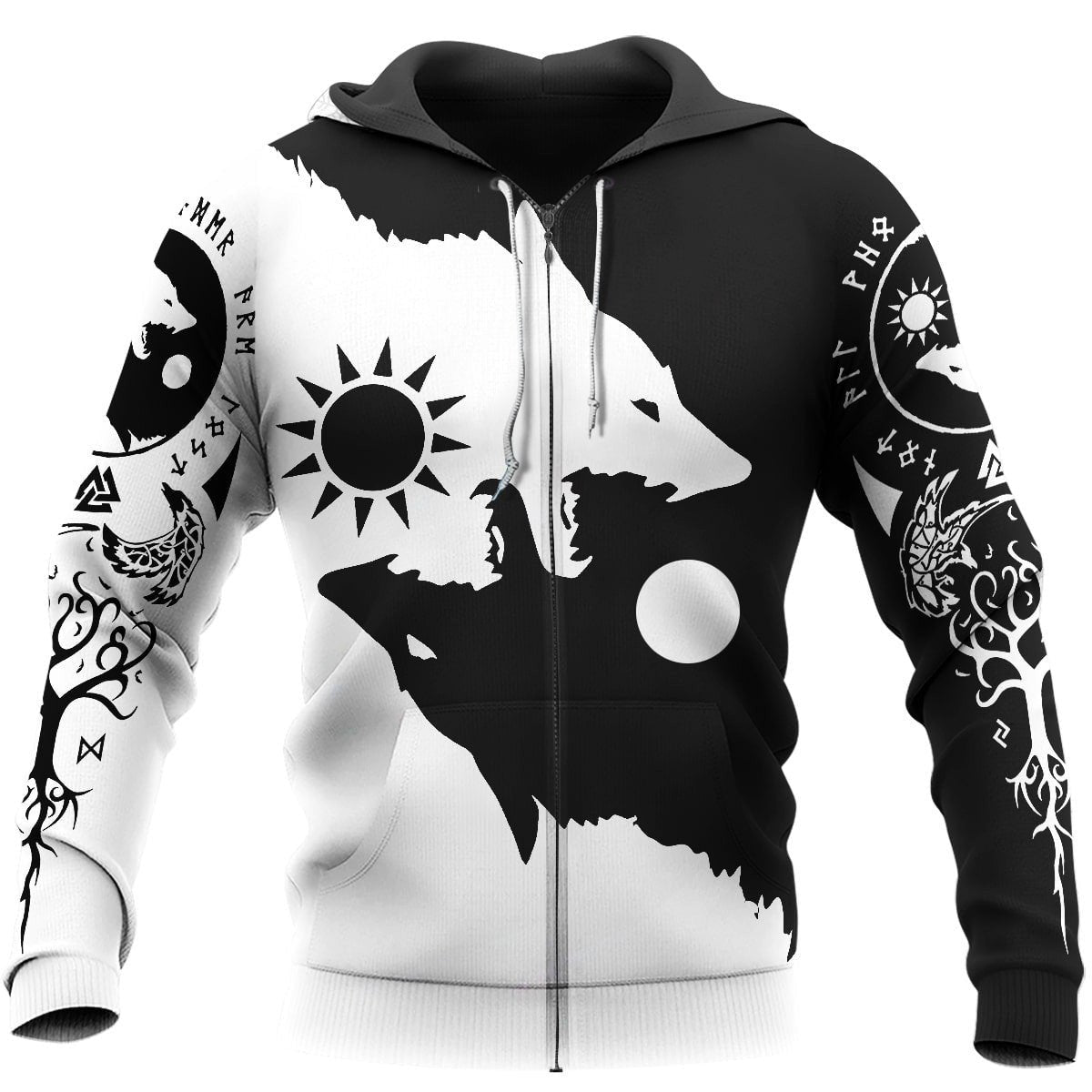 VikingStyle Clothing - Viking SKOLL AND HATI Hoodie VKNGB