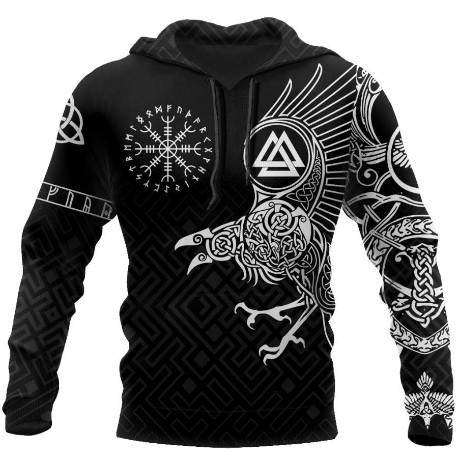 VikingStyle Clothing - The Raven of Odin Tattoo Special Hoodie A39 VKNGB