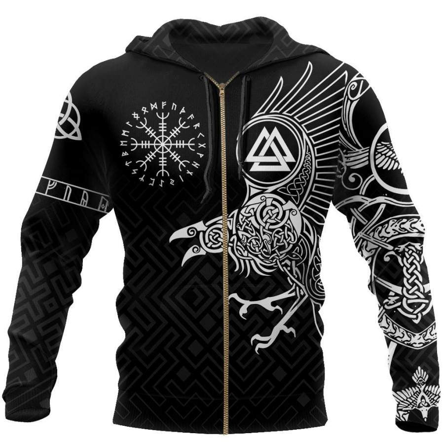 VikingStyle Clothing - The Raven of Odin Tattoo Special Hoodie A39 VKNGB