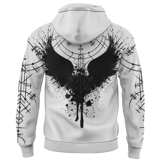 VikingStyle Clothing - RAVEN VEGVISIR - VIKING Hoodie A39 VKNGB