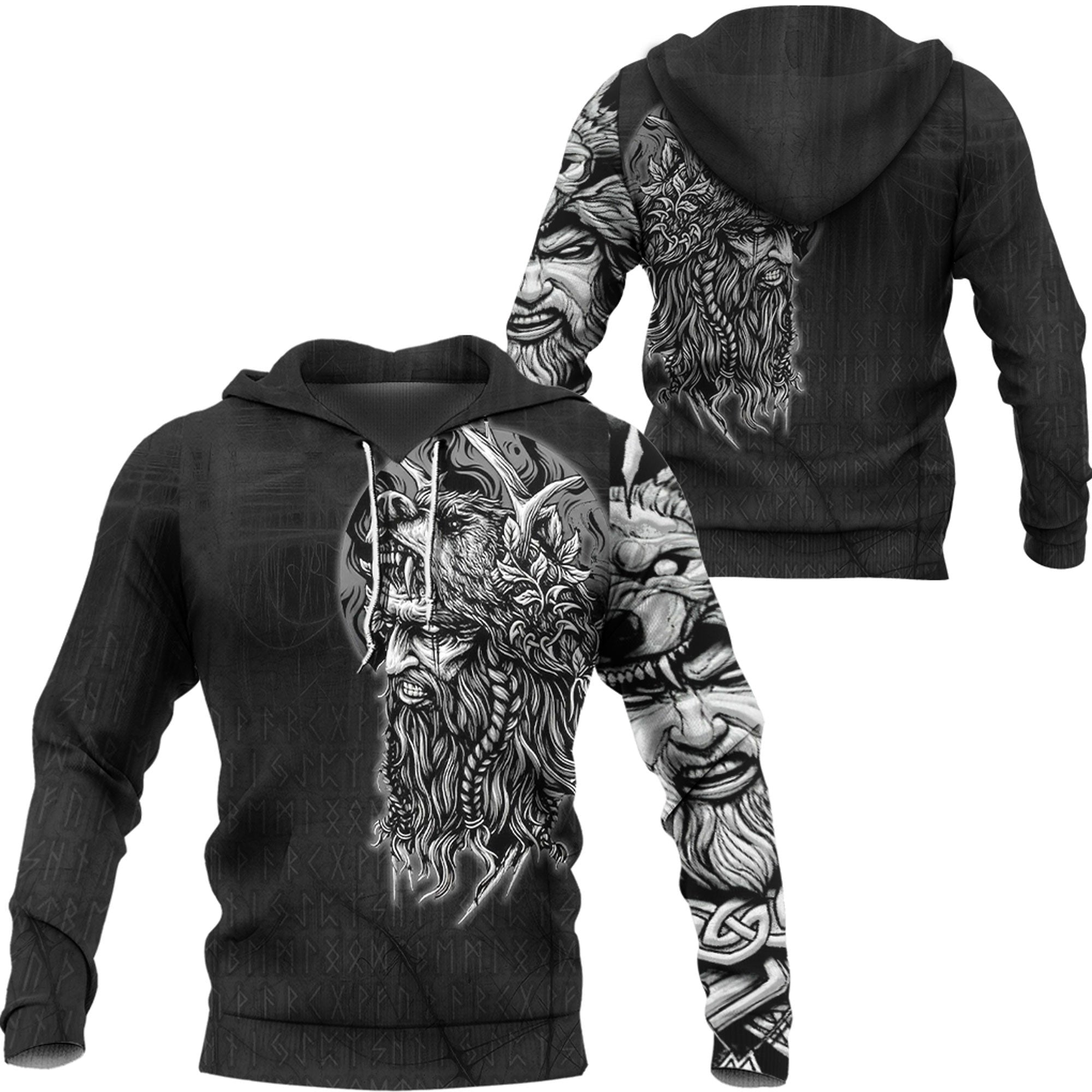 Viking Style Hoodie - Odin Circle Hoodie A39 VKNGB