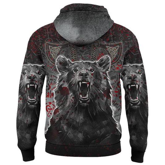 Viking Style Hoodie - Viking Berserker Bear Blood Hoodie A39 VKNGB