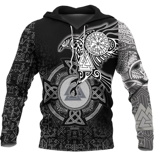 Viking Style Hoodie - Raven Celtic Ving Hoodie A95 VKNGB