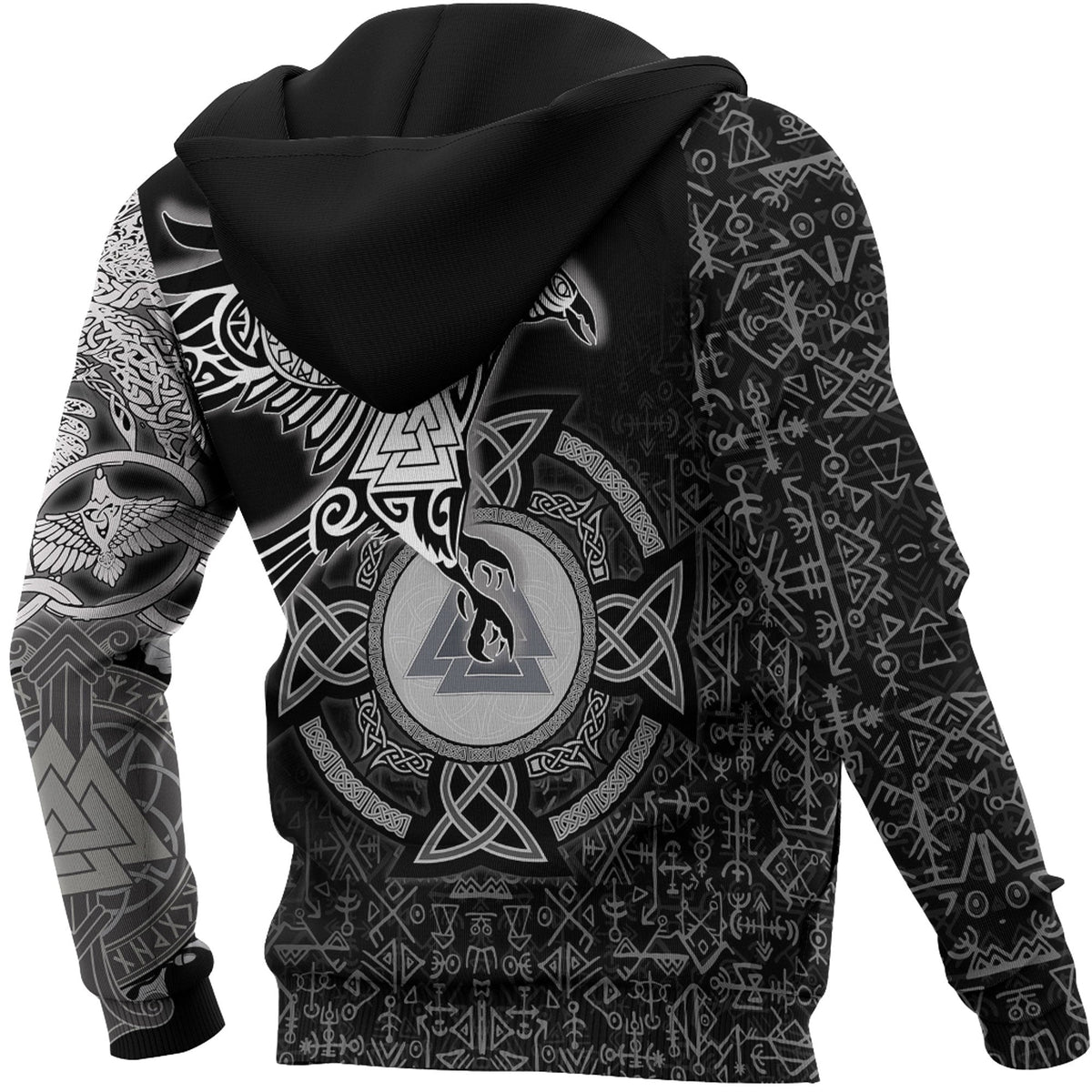 Viking Style Hoodie - Raven Celtic Ving Hoodie A95 VKNGB