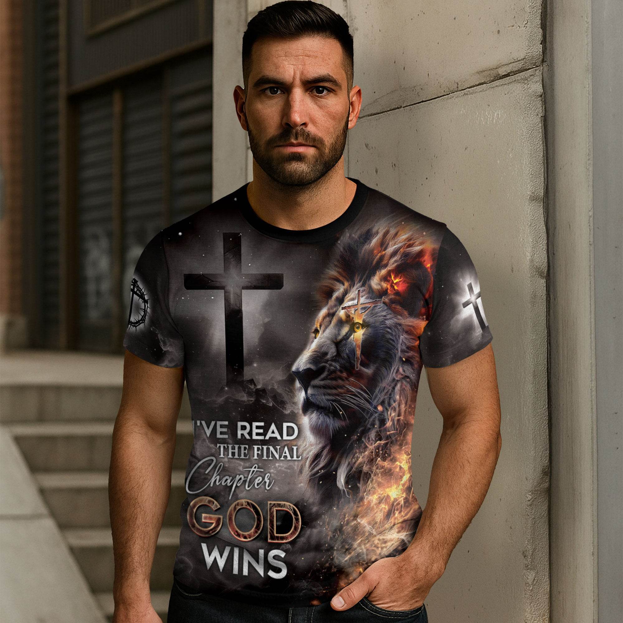 I've Read The Final Chapter God Wins Christian Faith Cross Lion T-Shirt