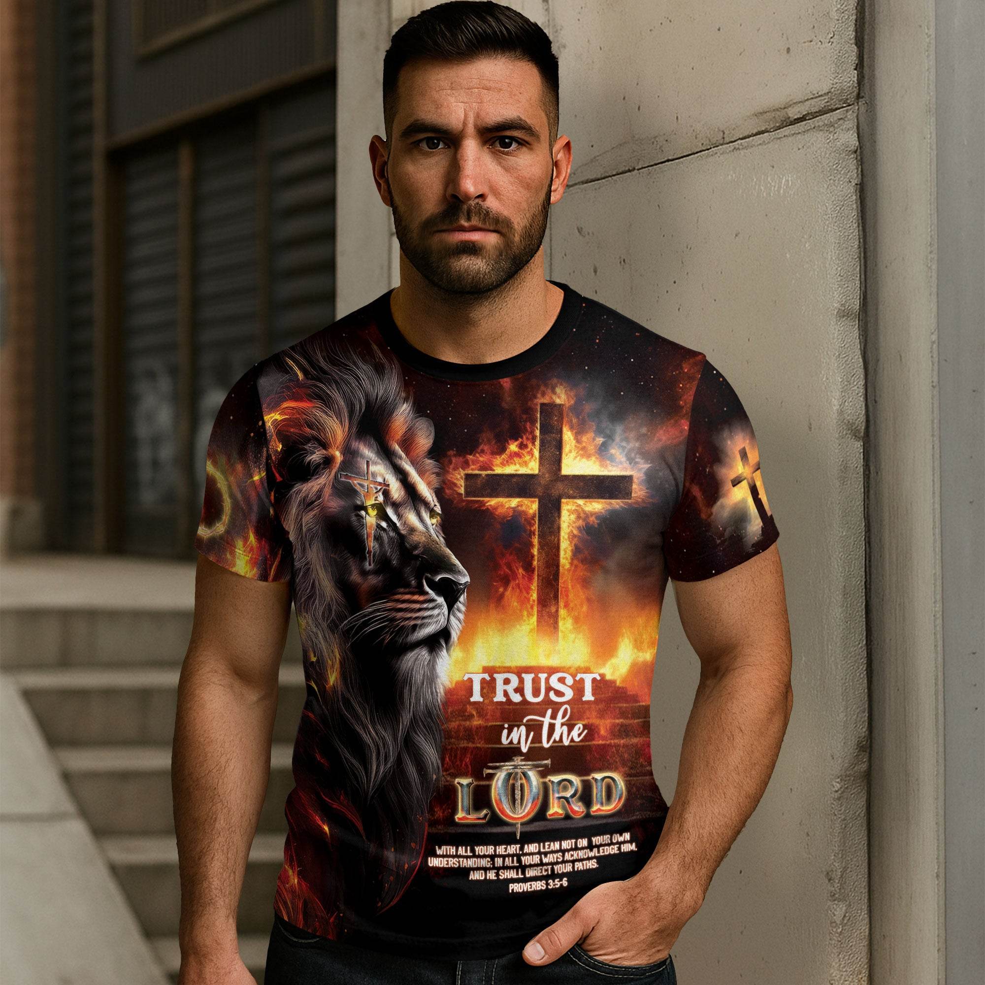Trust in the Lord Proverbs 3:5-6 Christian Cross T-Shirt