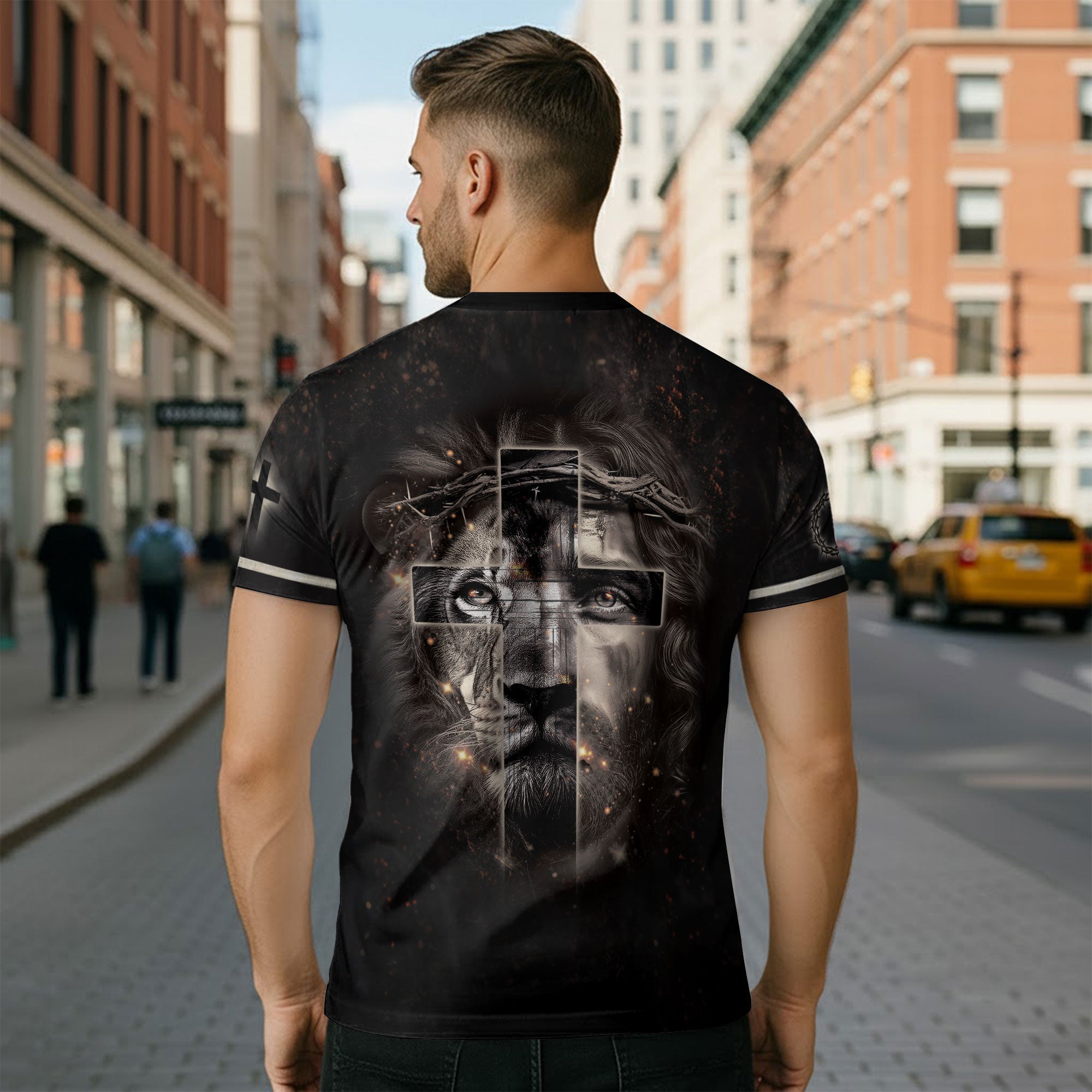 Roaring Lion & Cross Faith Over Fear Christian T-Shirt
