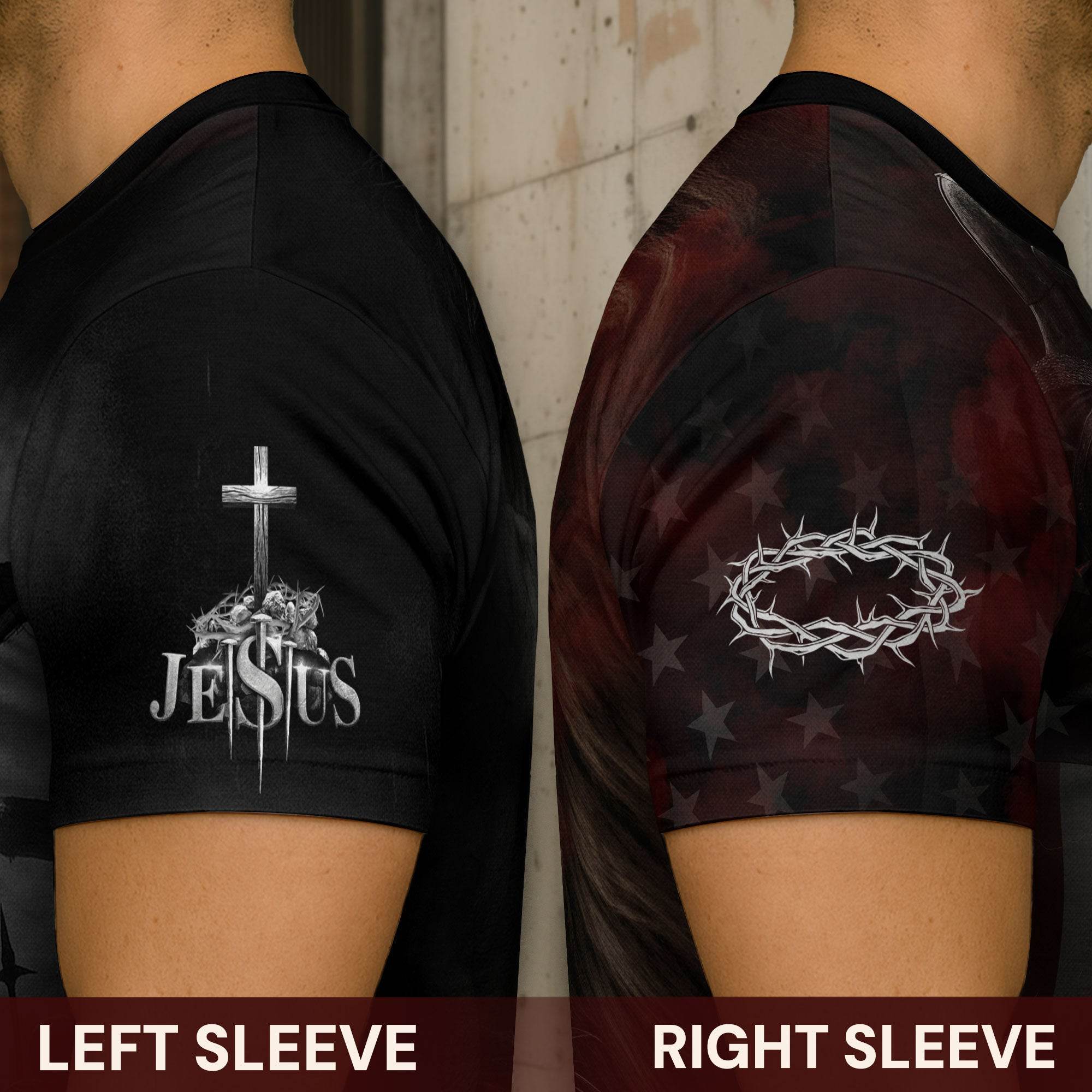 Jesus Is King Lion and Cross Blue Night Design T-Shirt