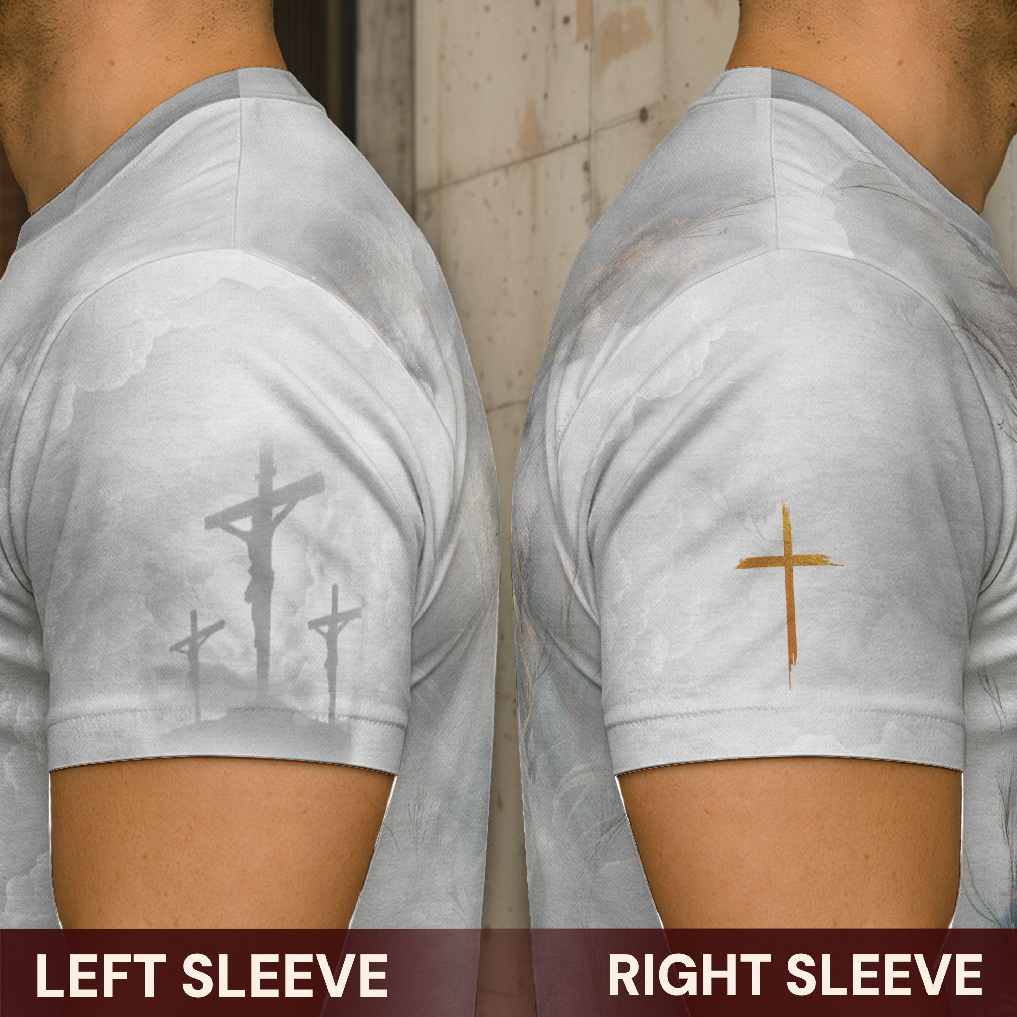 Faith Over Fear Christian T-Shirt Lion Cross White Heaven Design