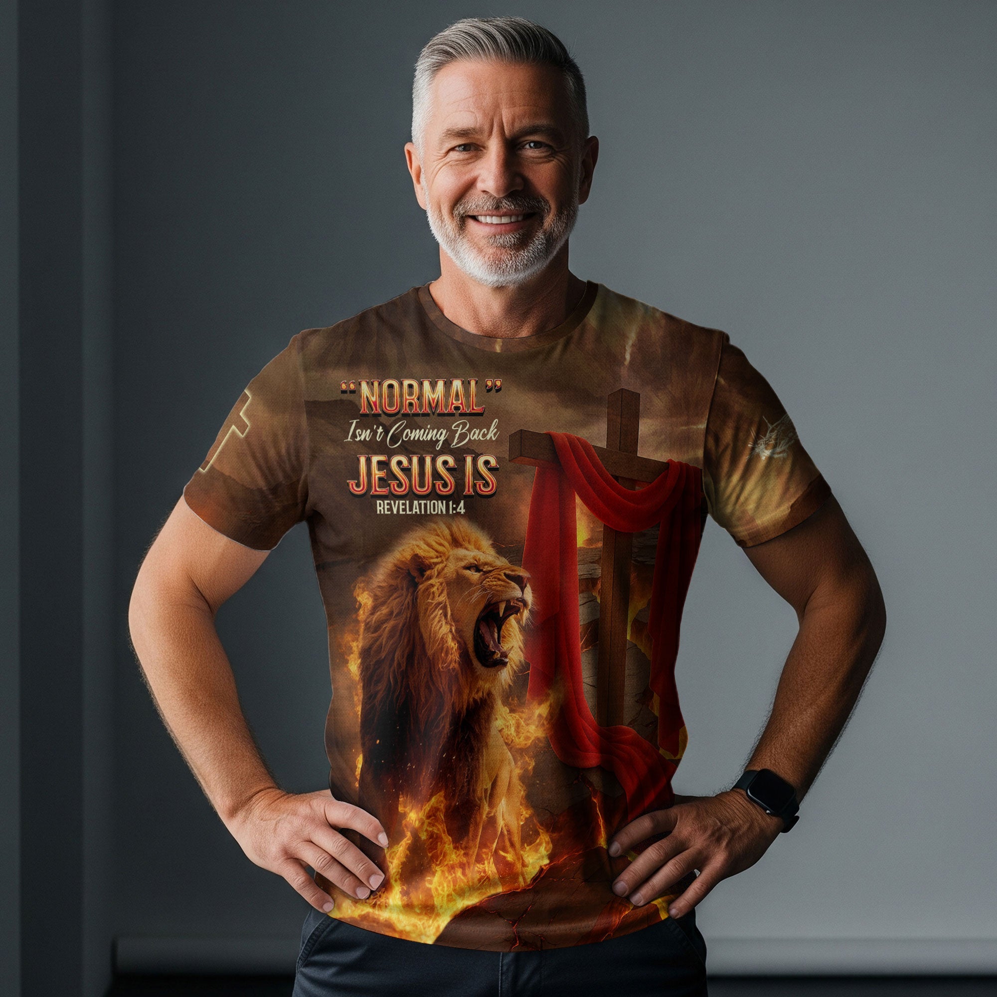 Revelation Glory “Jesus Is Coming Back” Lion and Cross Christian T-Shirt