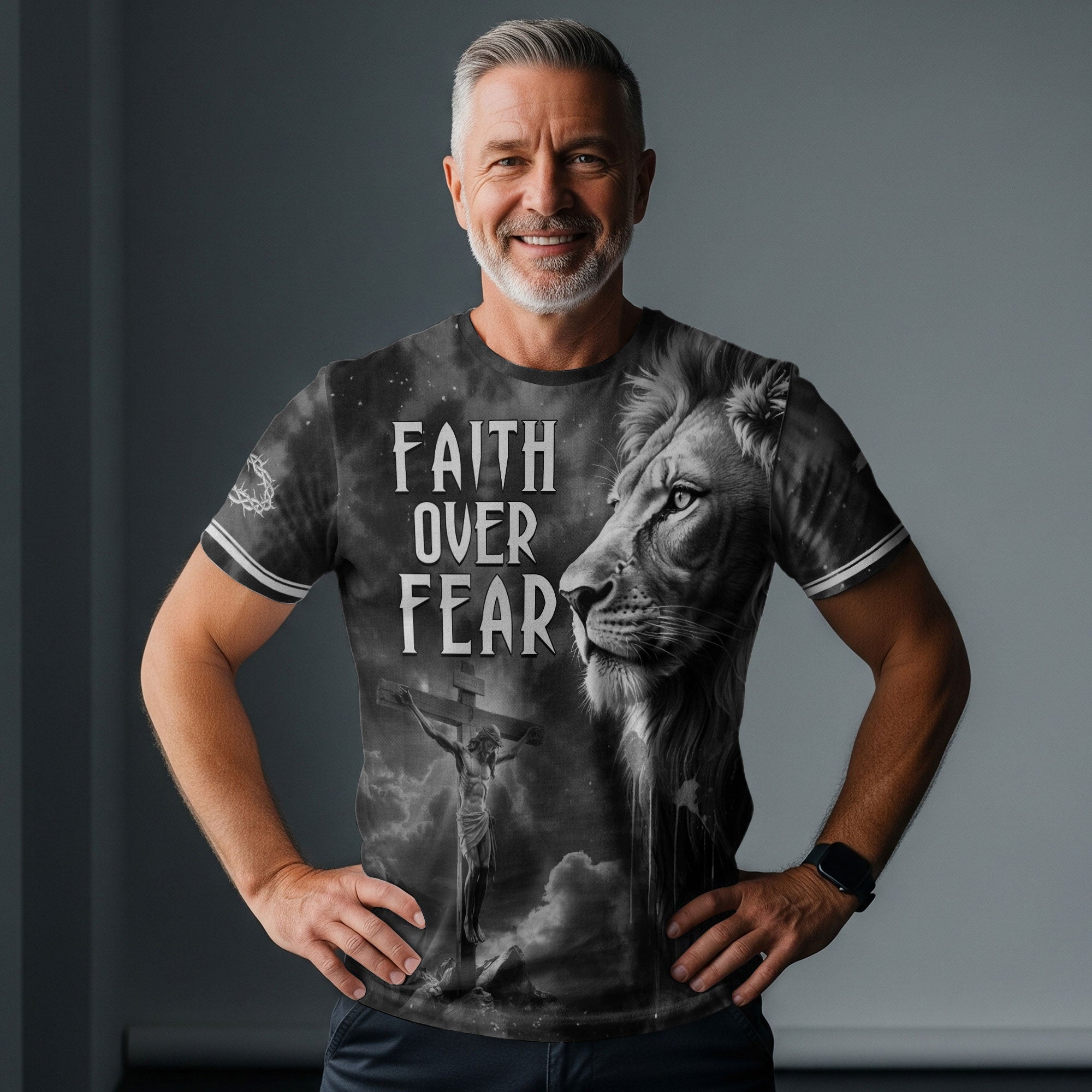 Faith Over Fear Lion of Judah Jesus Christian T-Shirt