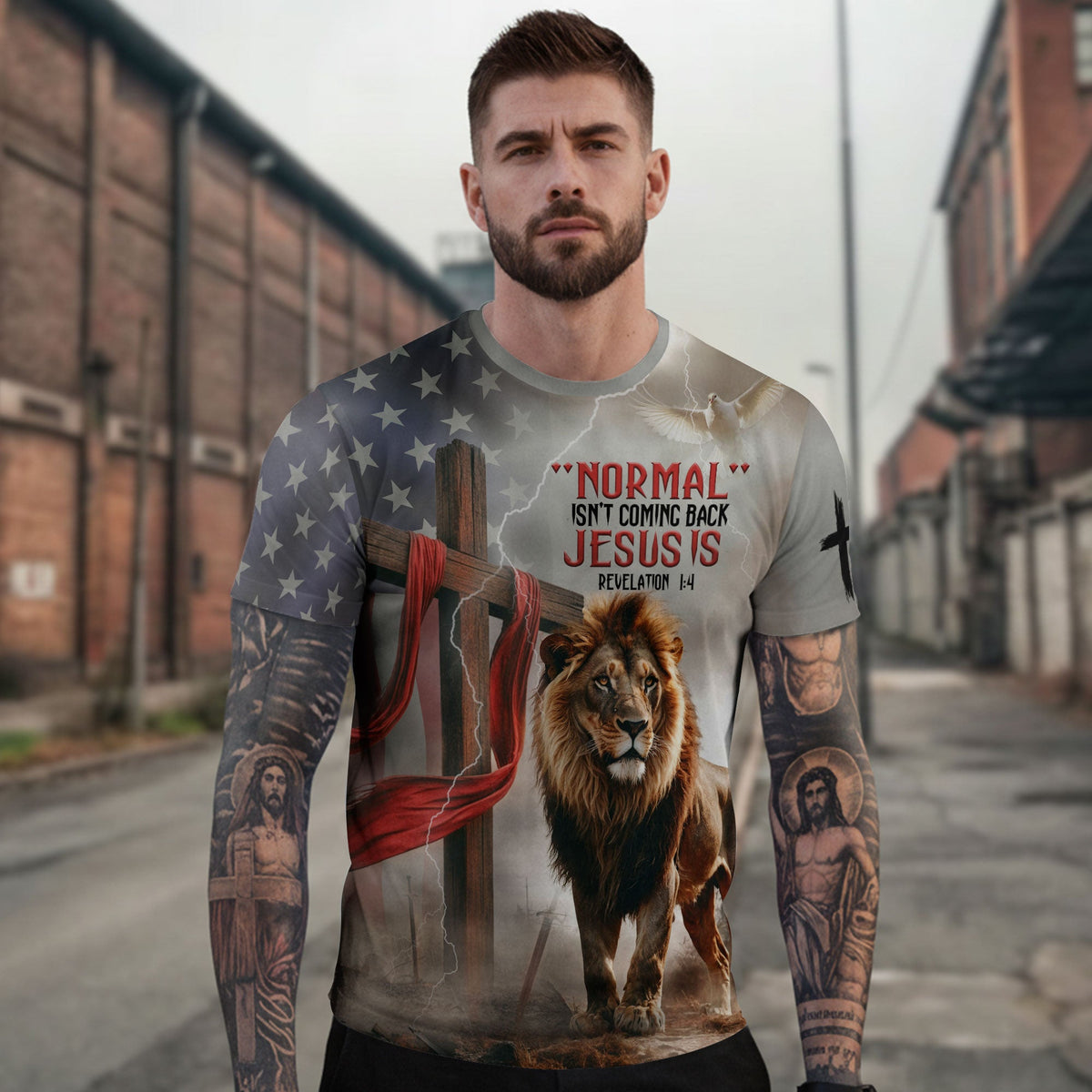 Revelation Freedom “Jesus Is Coming Back” Lion and Cross Christian T-Shirt