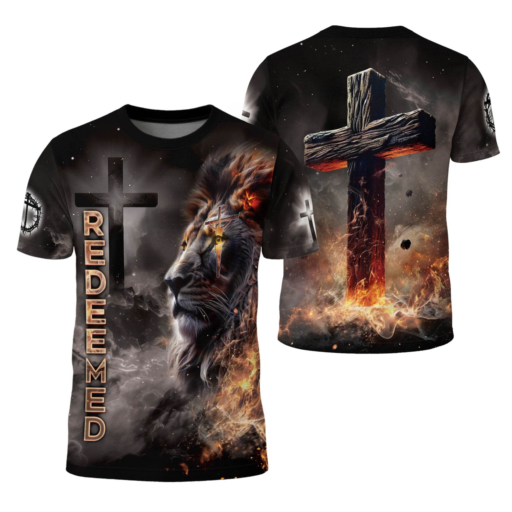 Redeemed By The Lion Of Judah Fiery Christian Shirt