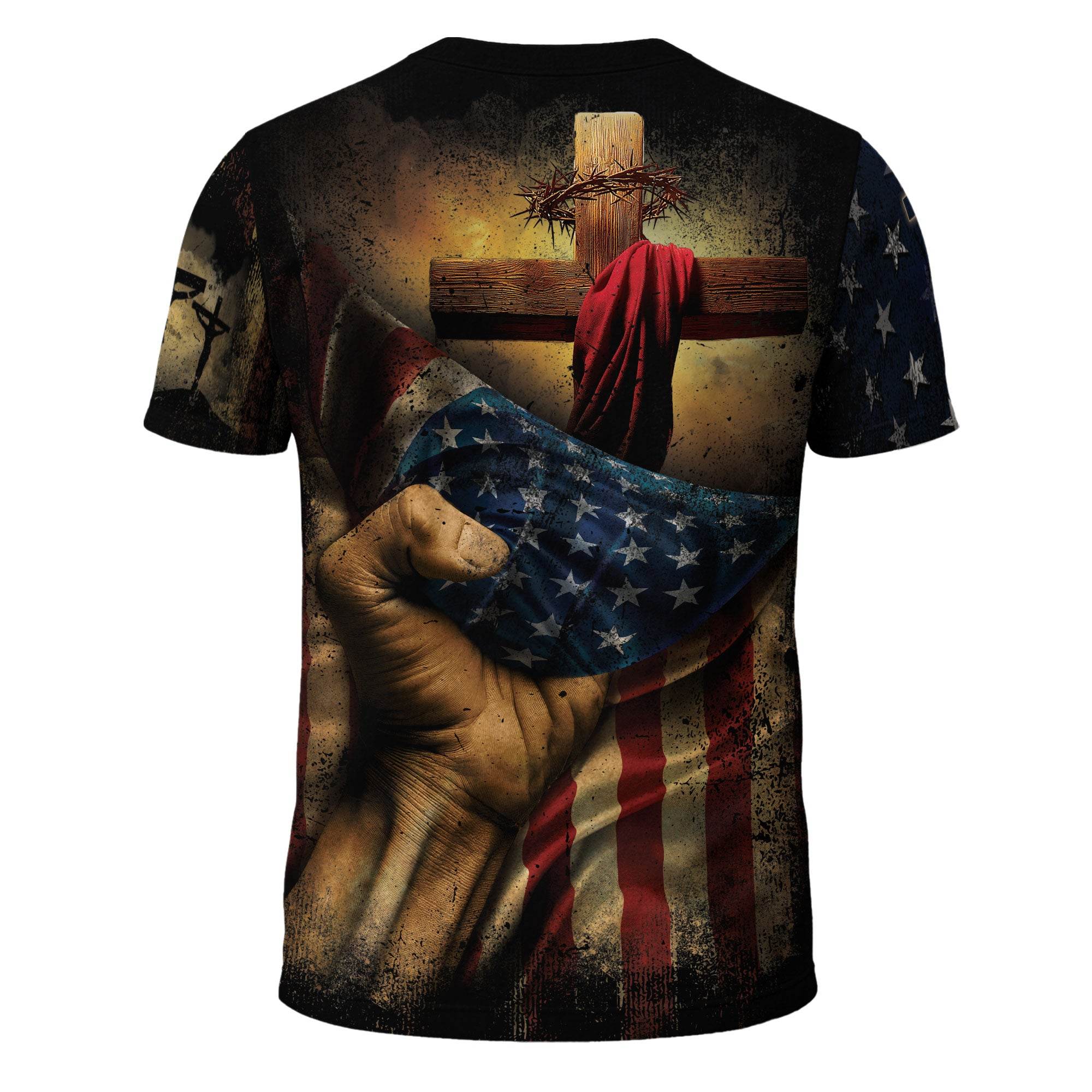 FAITH OVER FEAR | Cross & Crown of Thorns Patriotic Tee