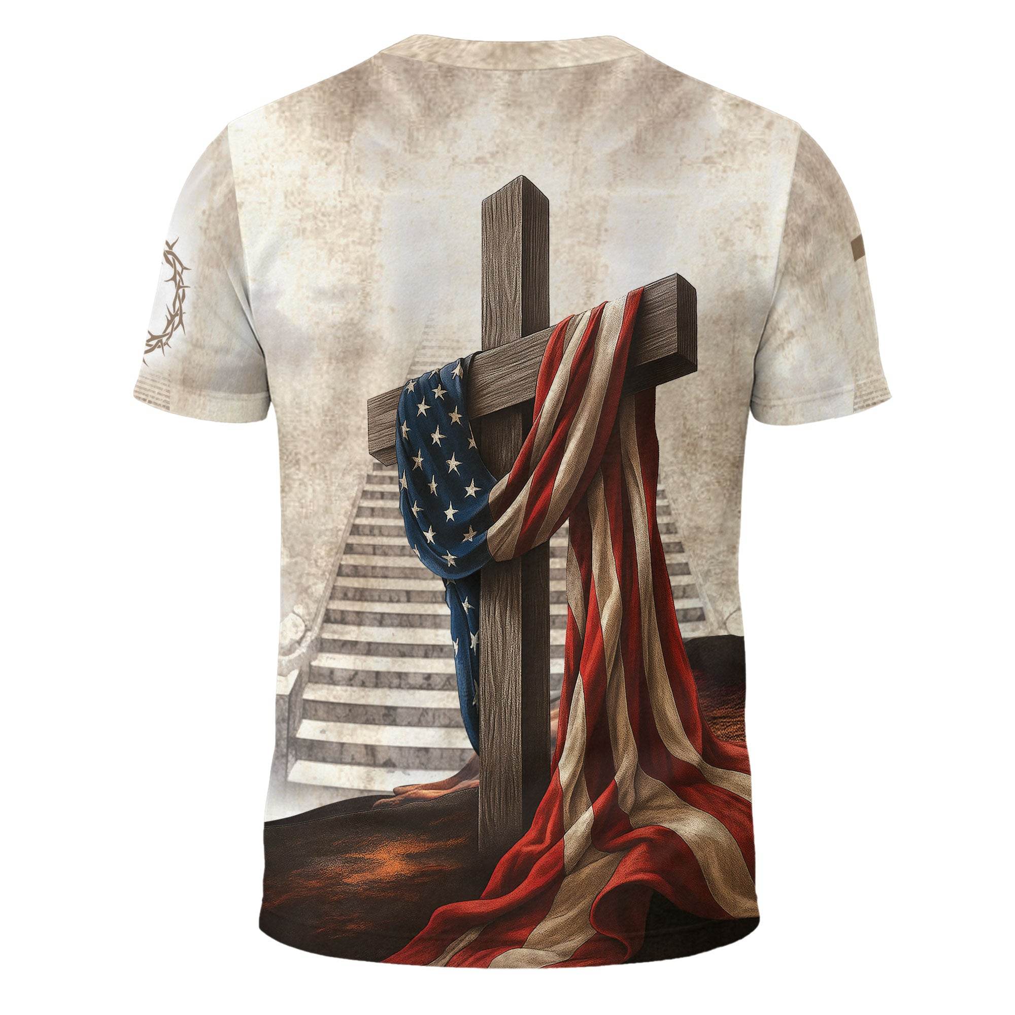 One Nation Under God American Flag Lion Christian T-Shirt
