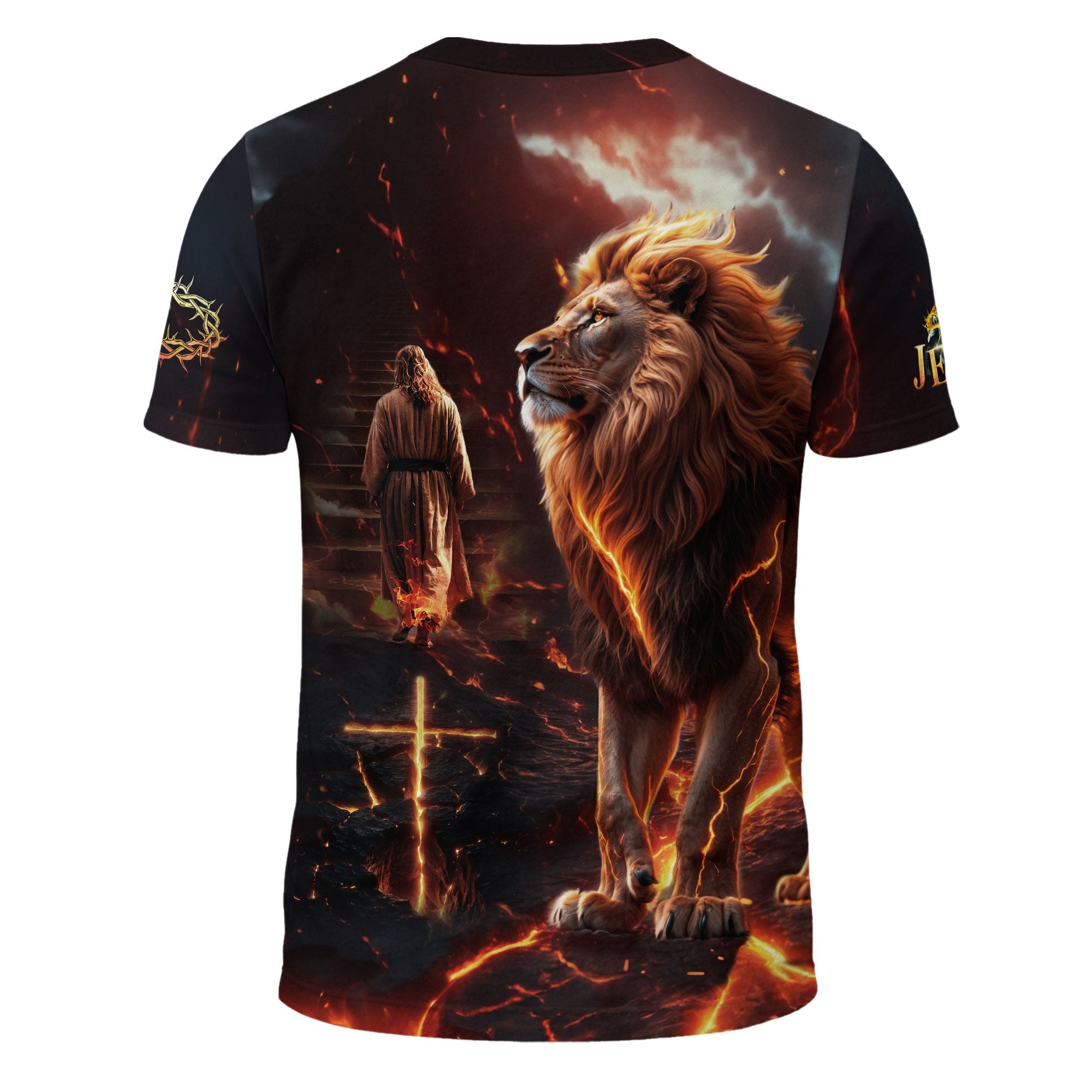 Faith Over Fear Lion of Judah Cross Christian T-Shirt