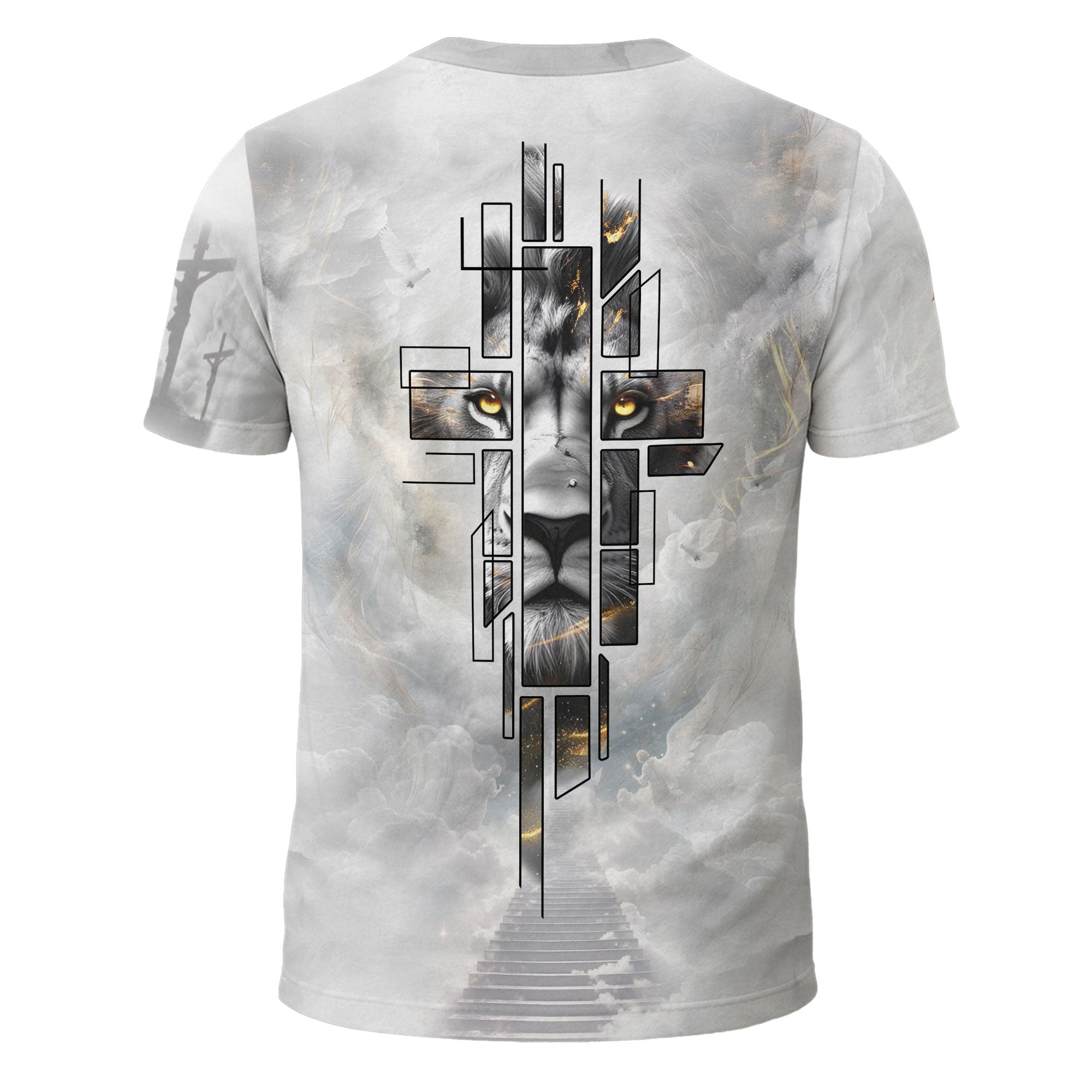 Redeemed Christian T-Shirt Lion Cross White Heaven Design